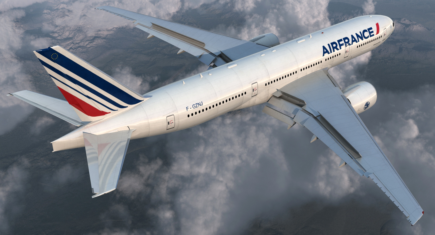 Boeing 777 200 Air France Rigged 3D