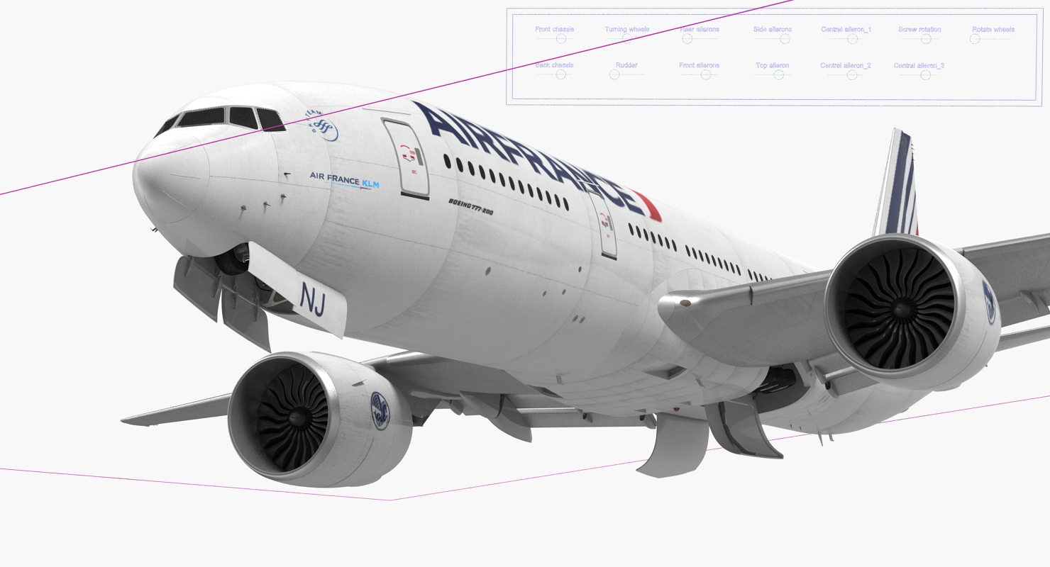 Boeing 777 200 Air France Rigged 3D