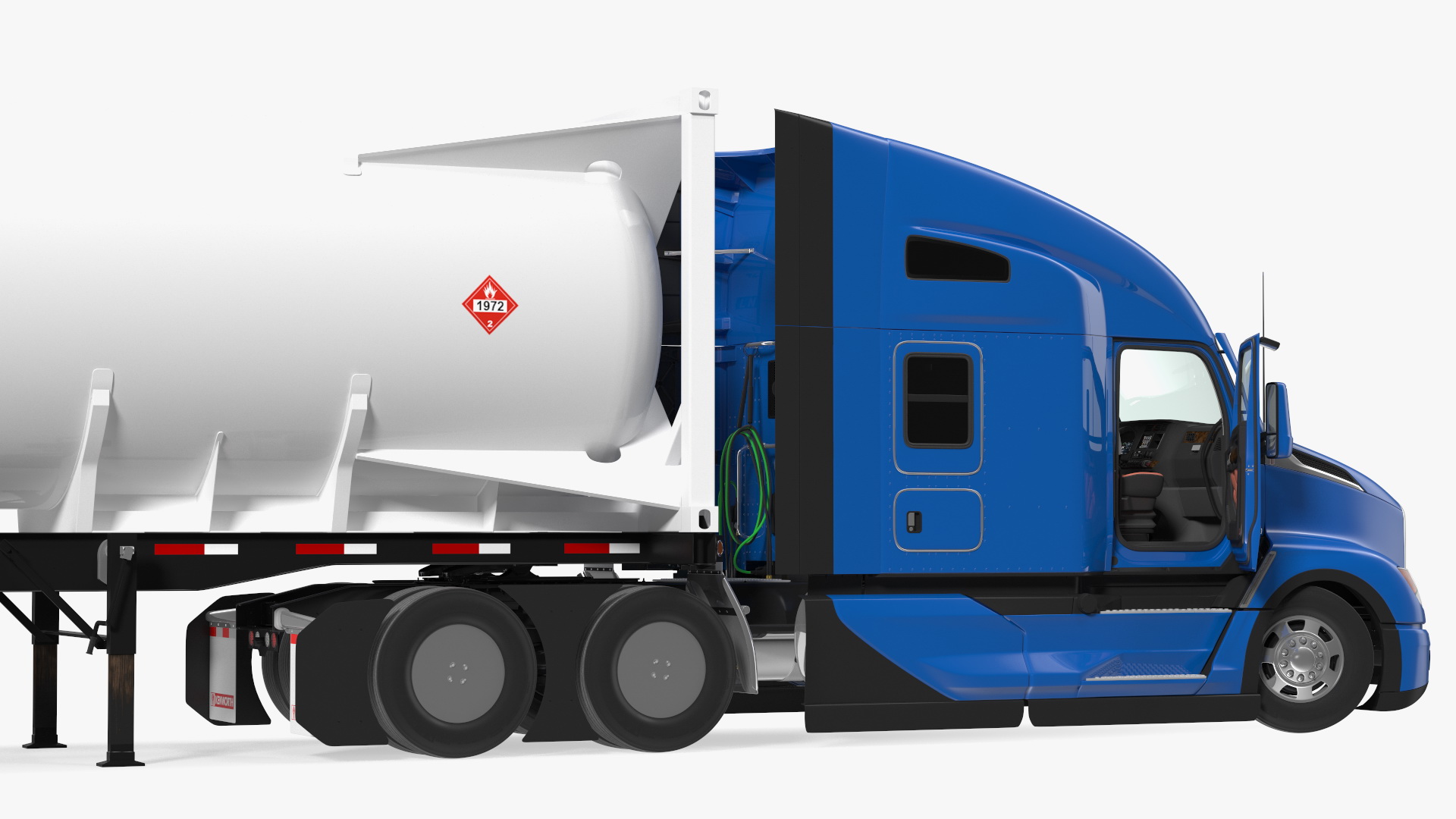 Kenworth Truck with LNG Semi Trailer Gas Tank Rigged 3D