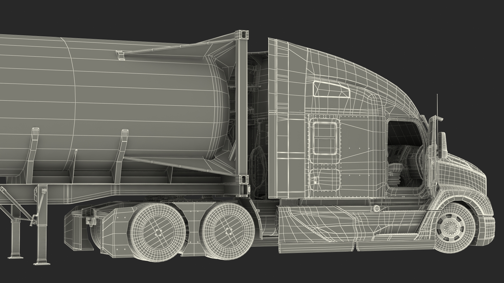 Kenworth Truck with LNG Semi Trailer Gas Tank Rigged 3D