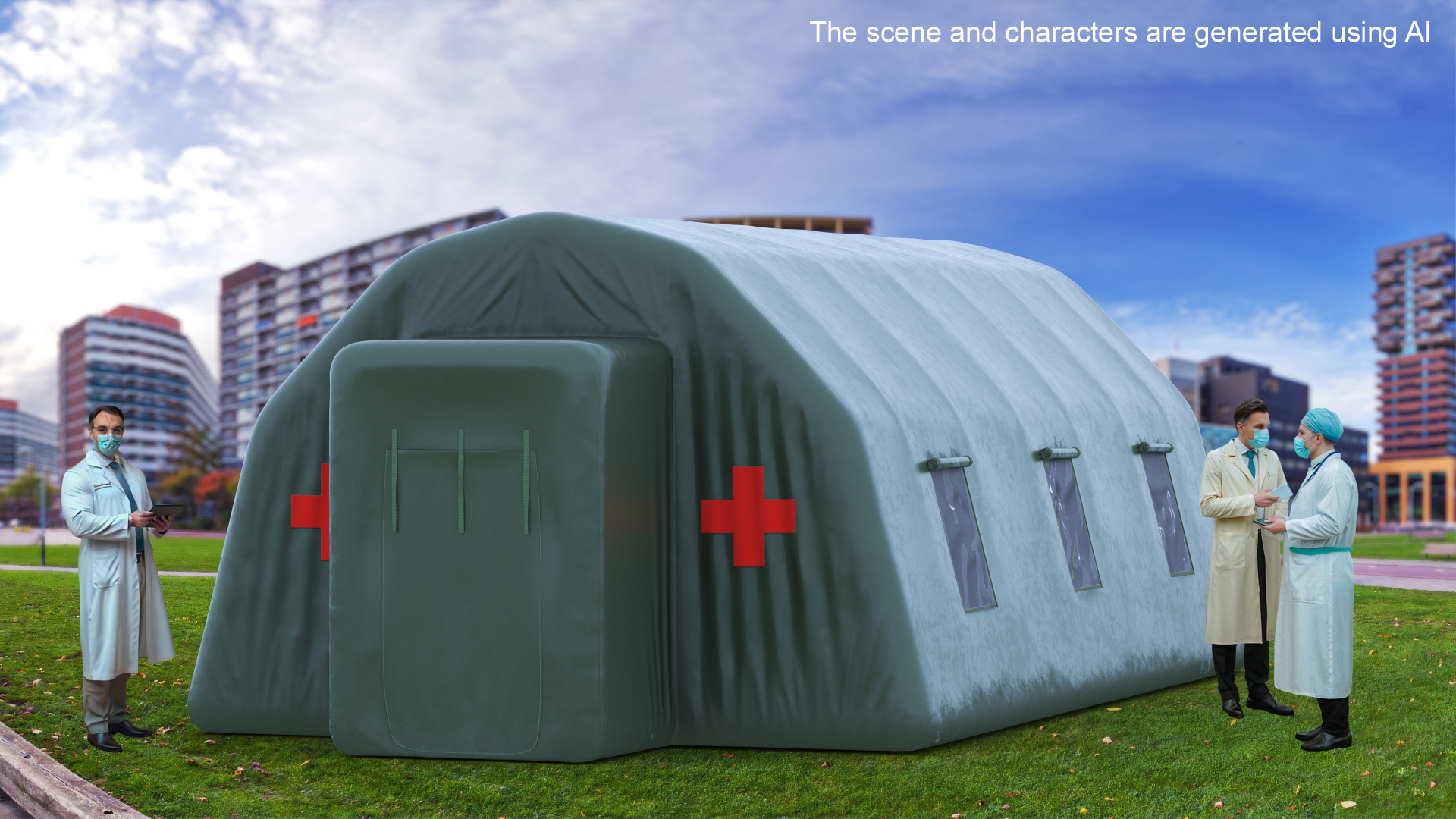 Green Inflatable Medical Tent Open 3D model