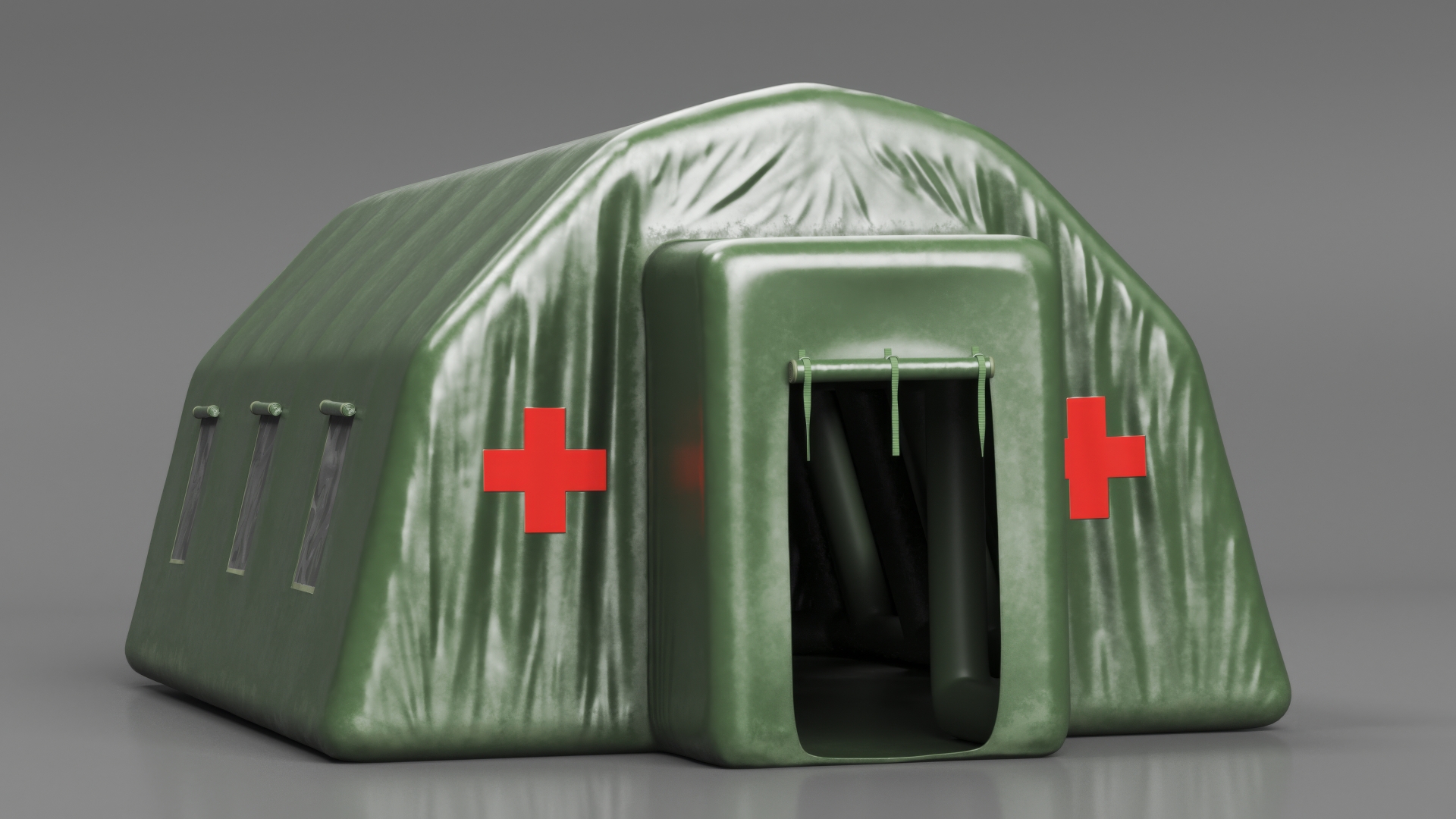 Green Inflatable Medical Tent Open 3D model