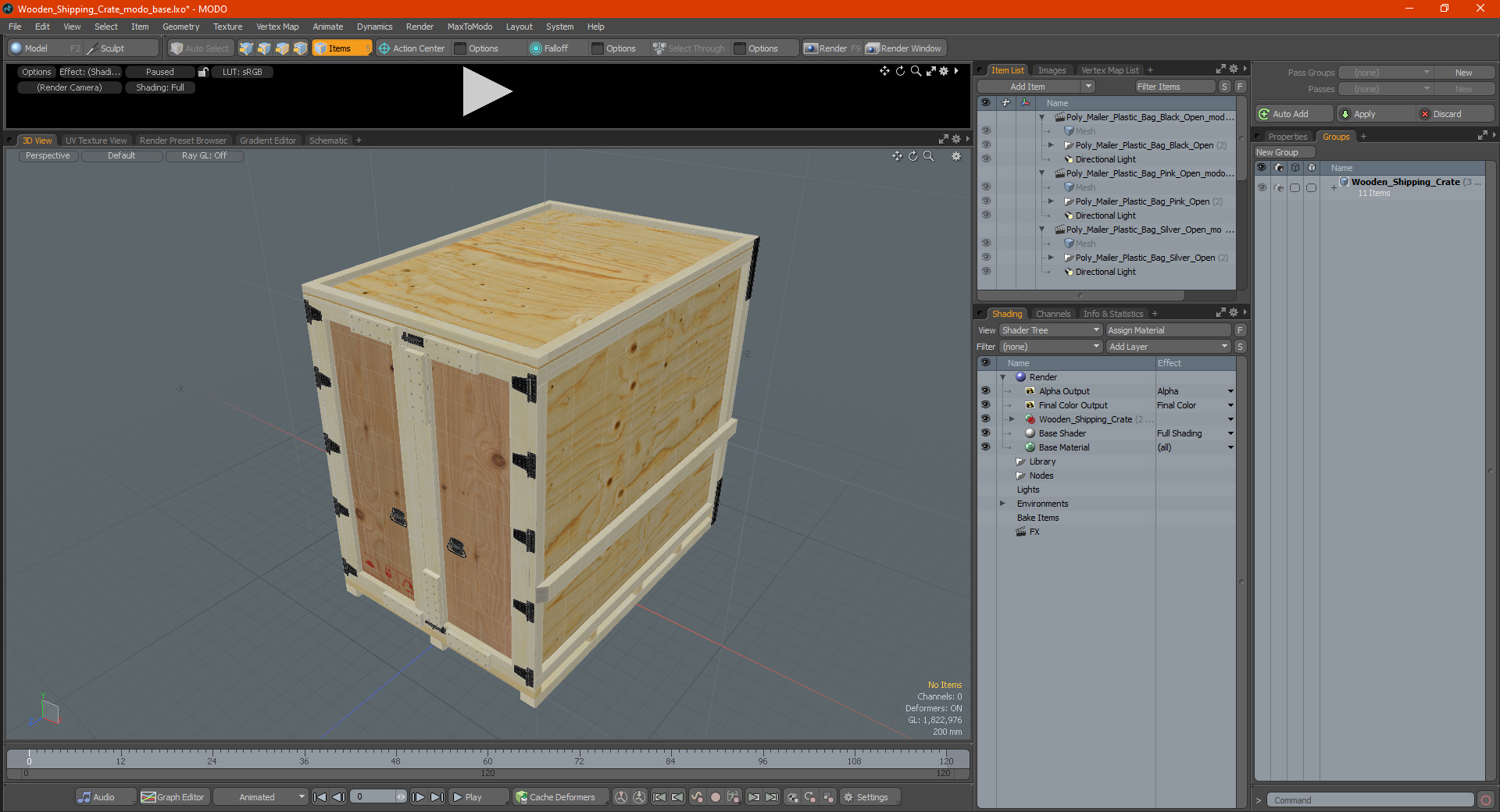 3D Wooden Shipping Crate