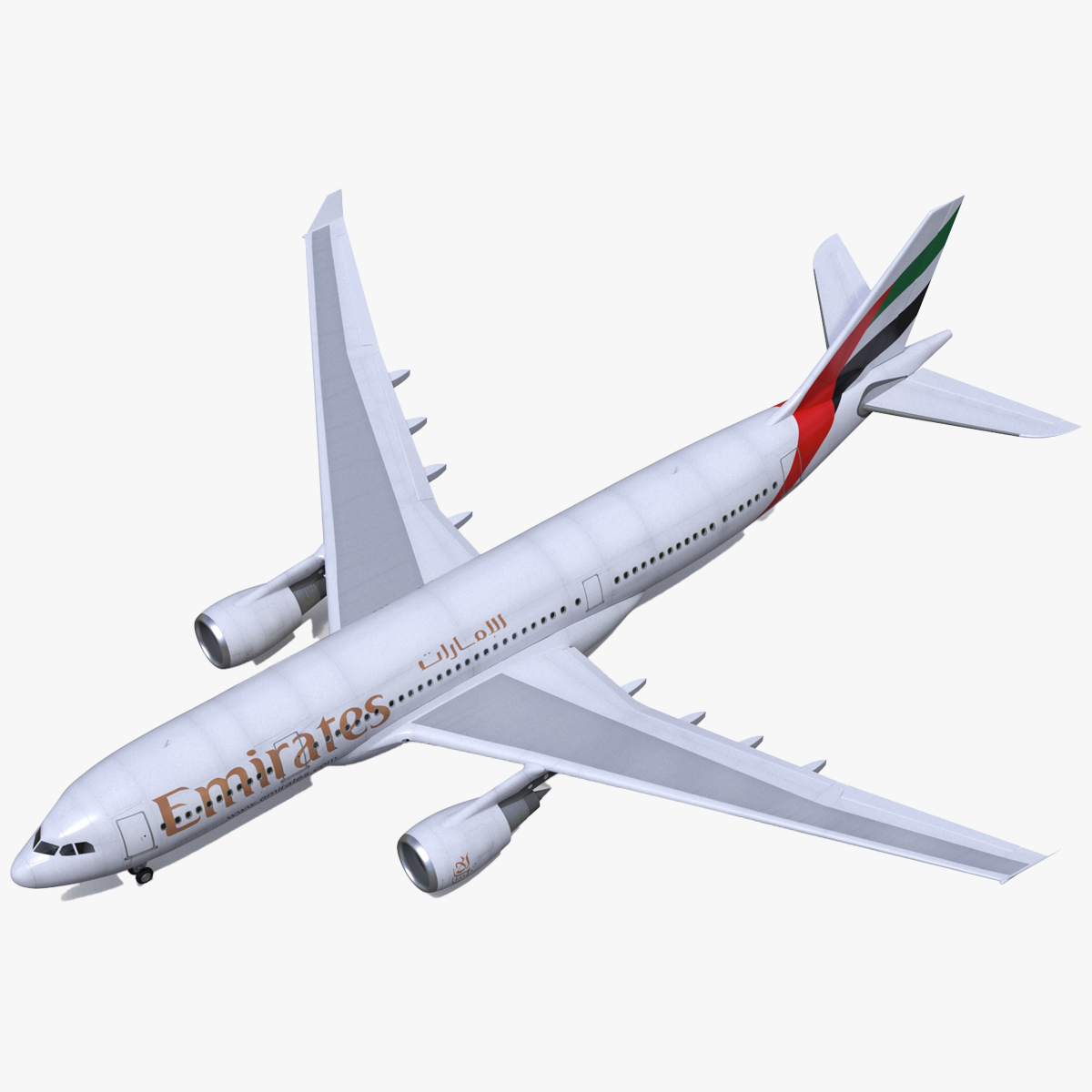 3D Emirates Airline Commercial Aircraft Airbus A330-200 Rigged for Maya model