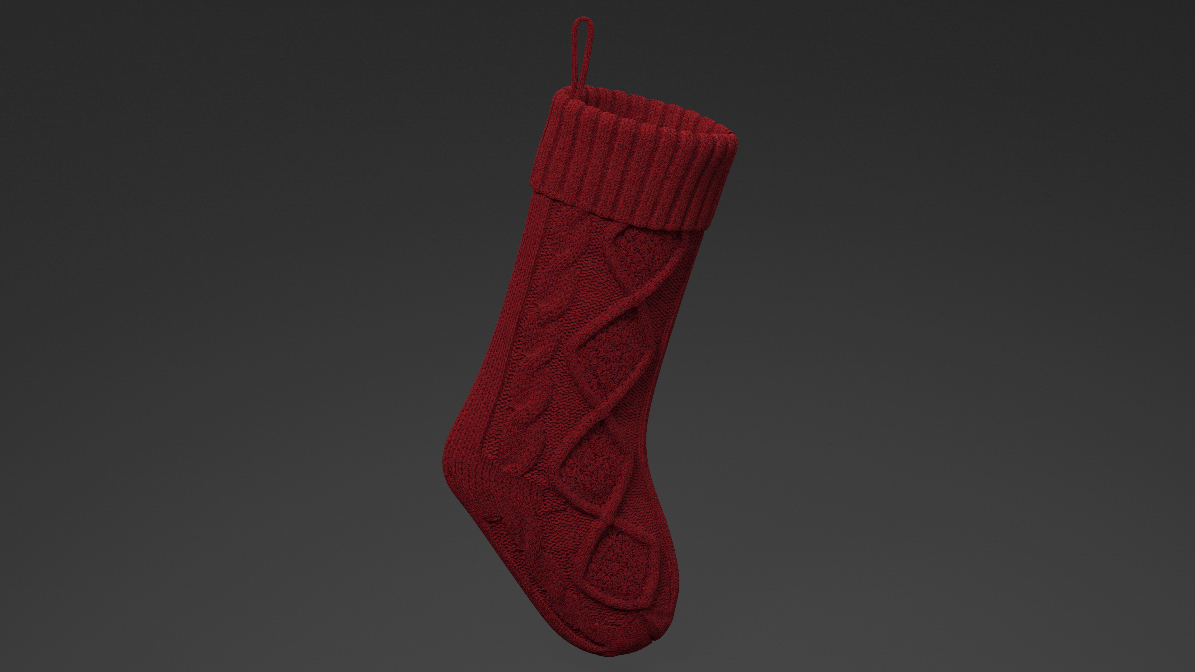 3D Knitted Christmas Stocking in Red model