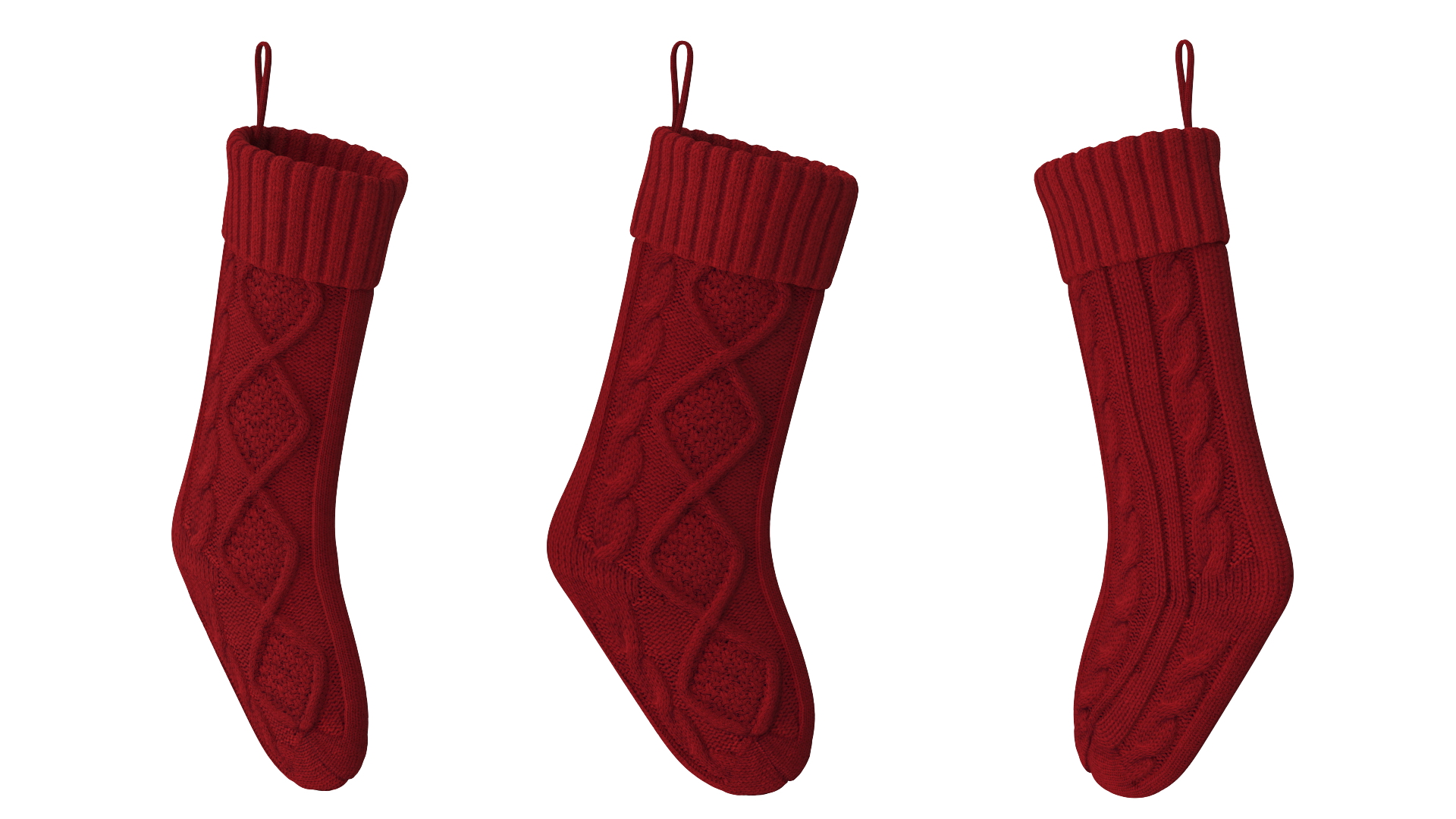 3D Knitted Christmas Stocking in Red model