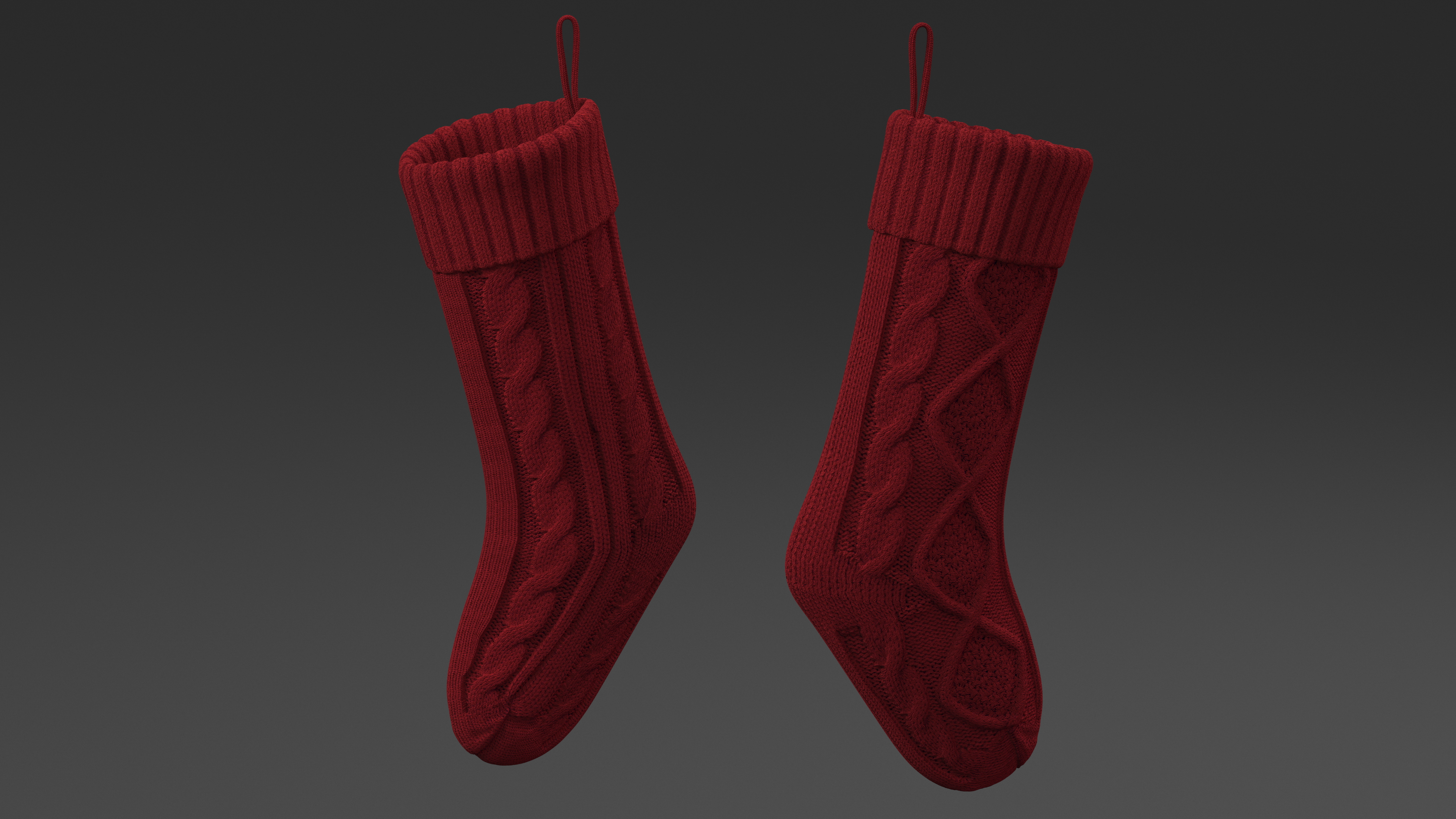 3D Knitted Christmas Stocking in Red model