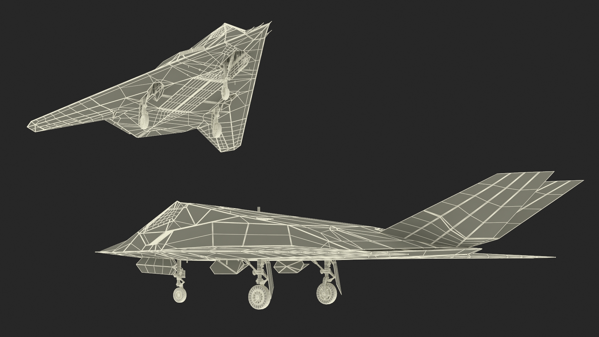 Lockheed F-117 Nighthawk Stealth Aircraft Simplified 3D