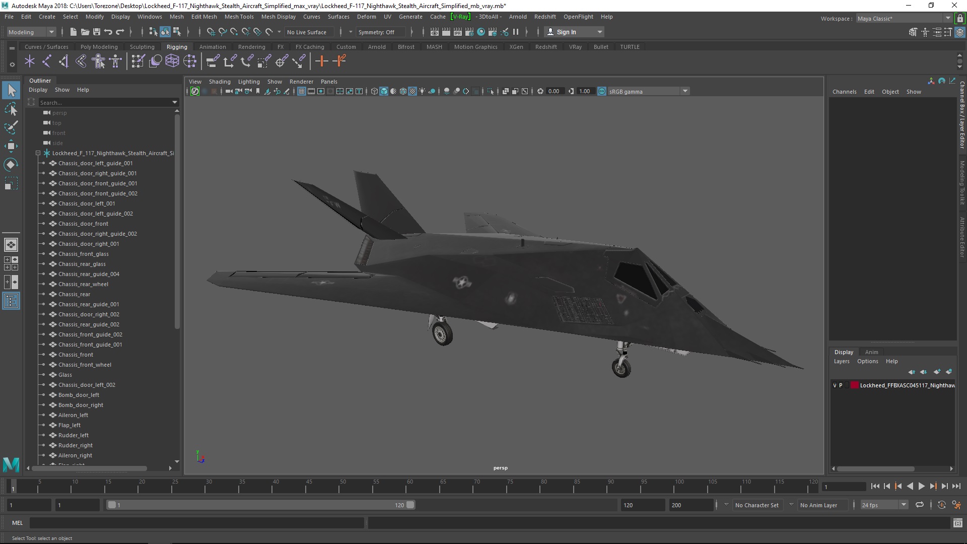 Lockheed F-117 Nighthawk Stealth Aircraft Simplified 3D