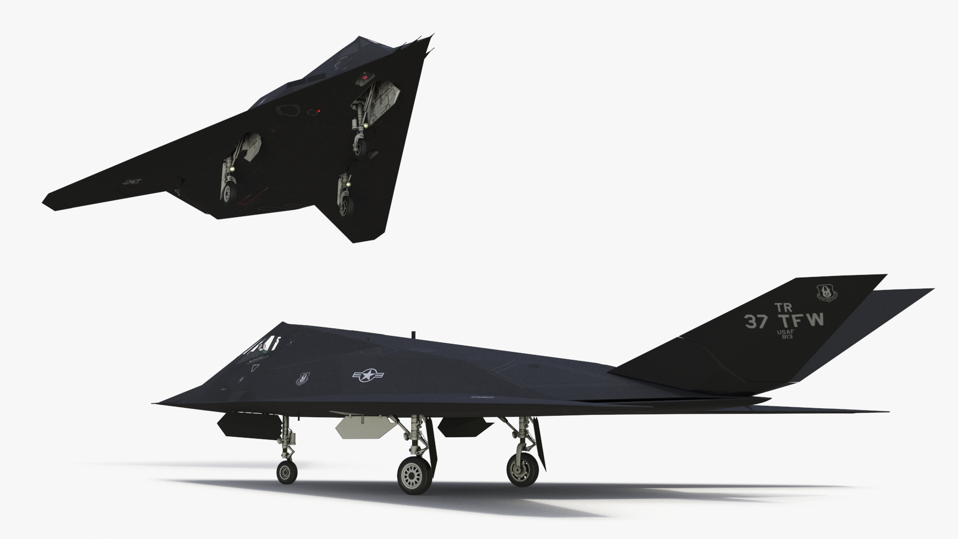 Lockheed F-117 Nighthawk Stealth Aircraft Simplified 3D