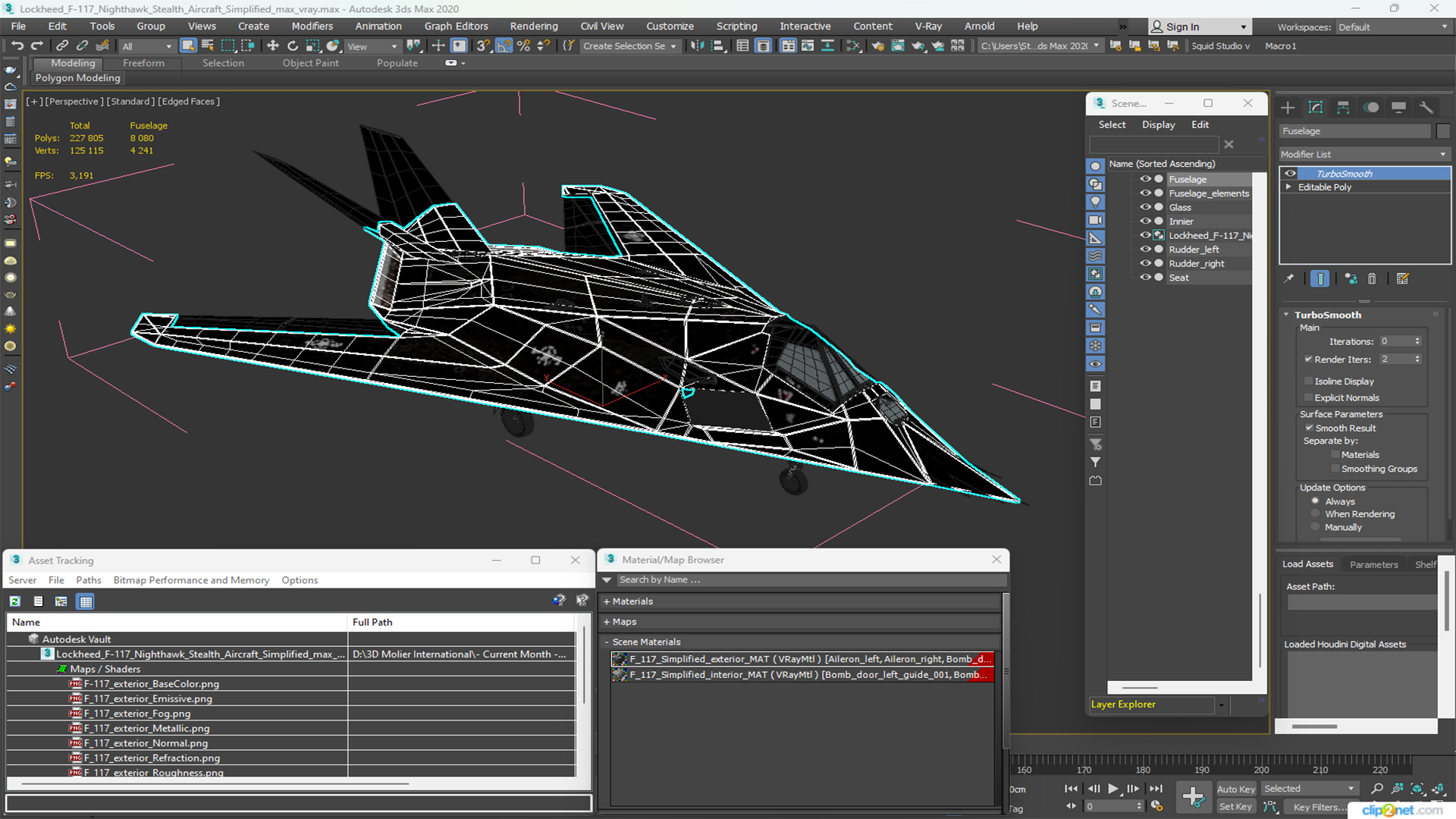 Lockheed F-117 Nighthawk Stealth Aircraft Simplified 3D