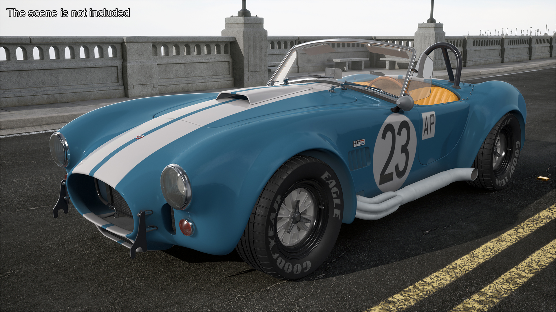 3D model Shelby 427 Cobra Blue Yellow Rigged