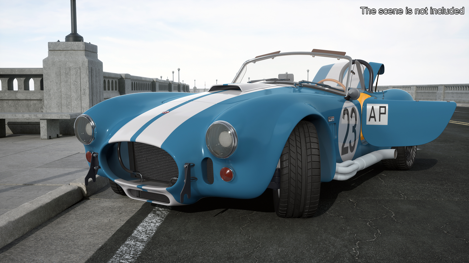 3D model Shelby 427 Cobra Blue Yellow Rigged