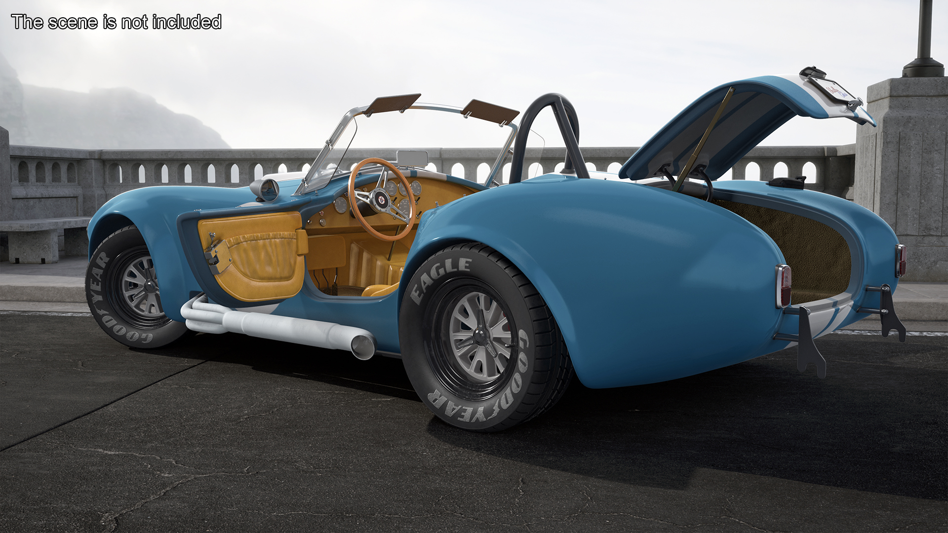 3D model Shelby 427 Cobra Blue Yellow Rigged