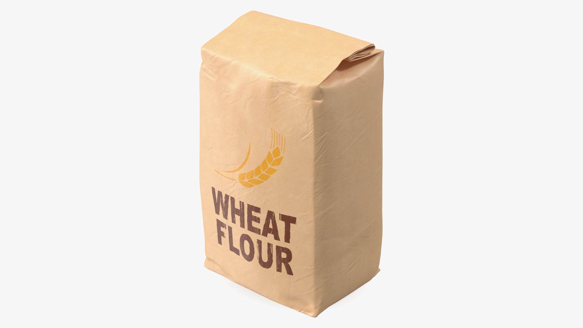 3D Wheat Flour Brown Paper Bag 2lb