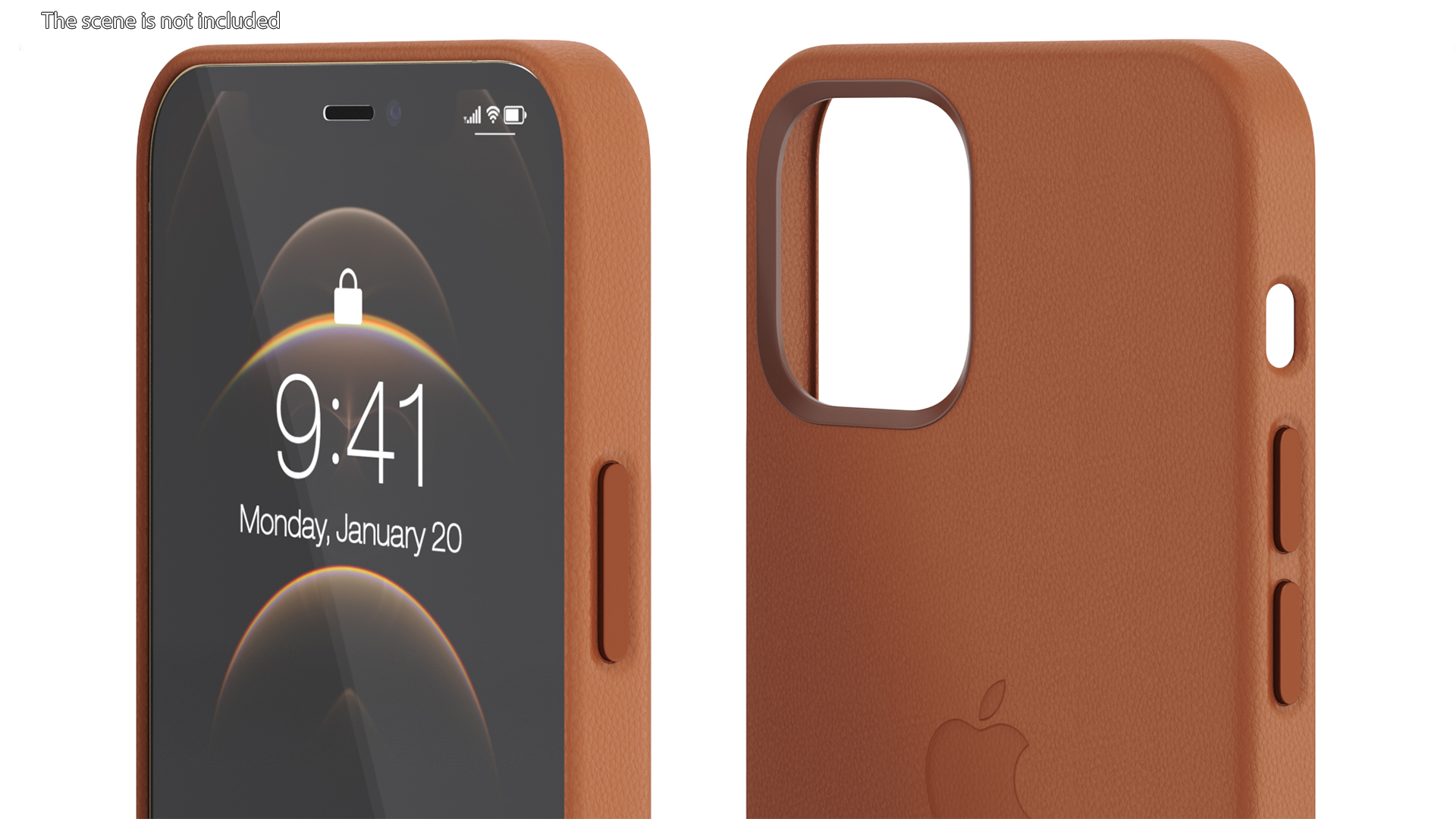 3D iPhone 12 Leather Case with MagSafe Saddle Brown model