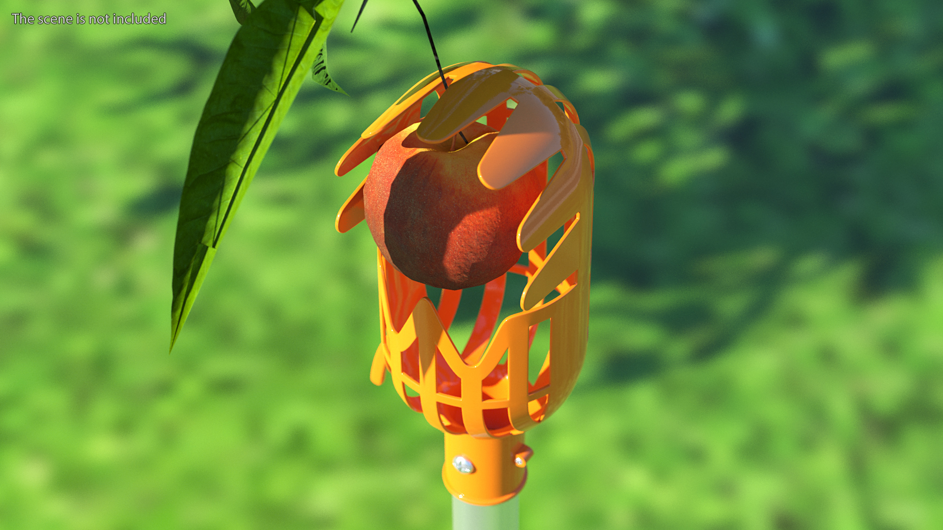 Fruit Picker Pole with Plastic Basket 3D