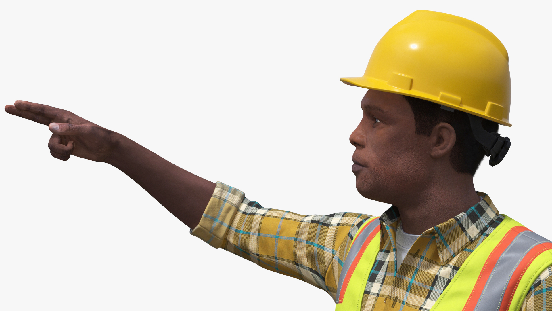 Construction Worker Pointing Pose Fur 3D