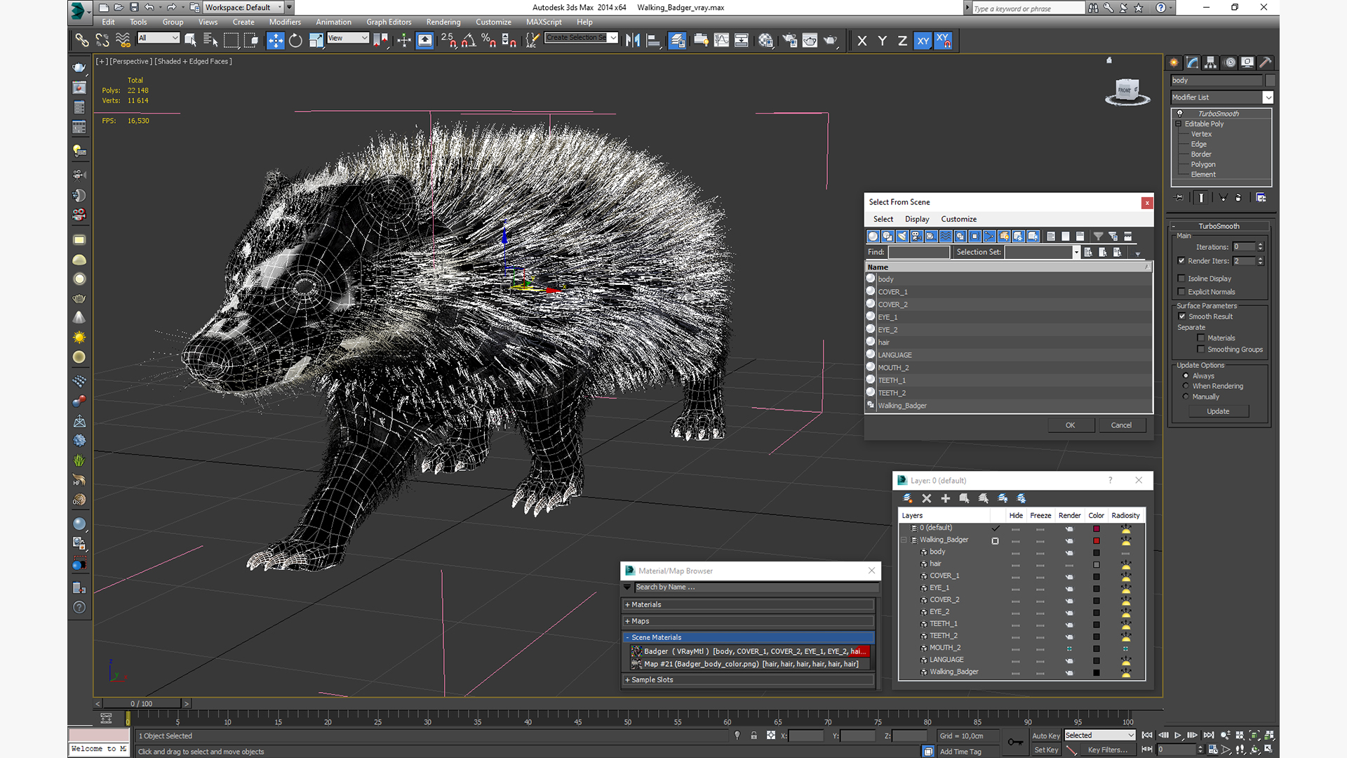 Walking Badger 3D model