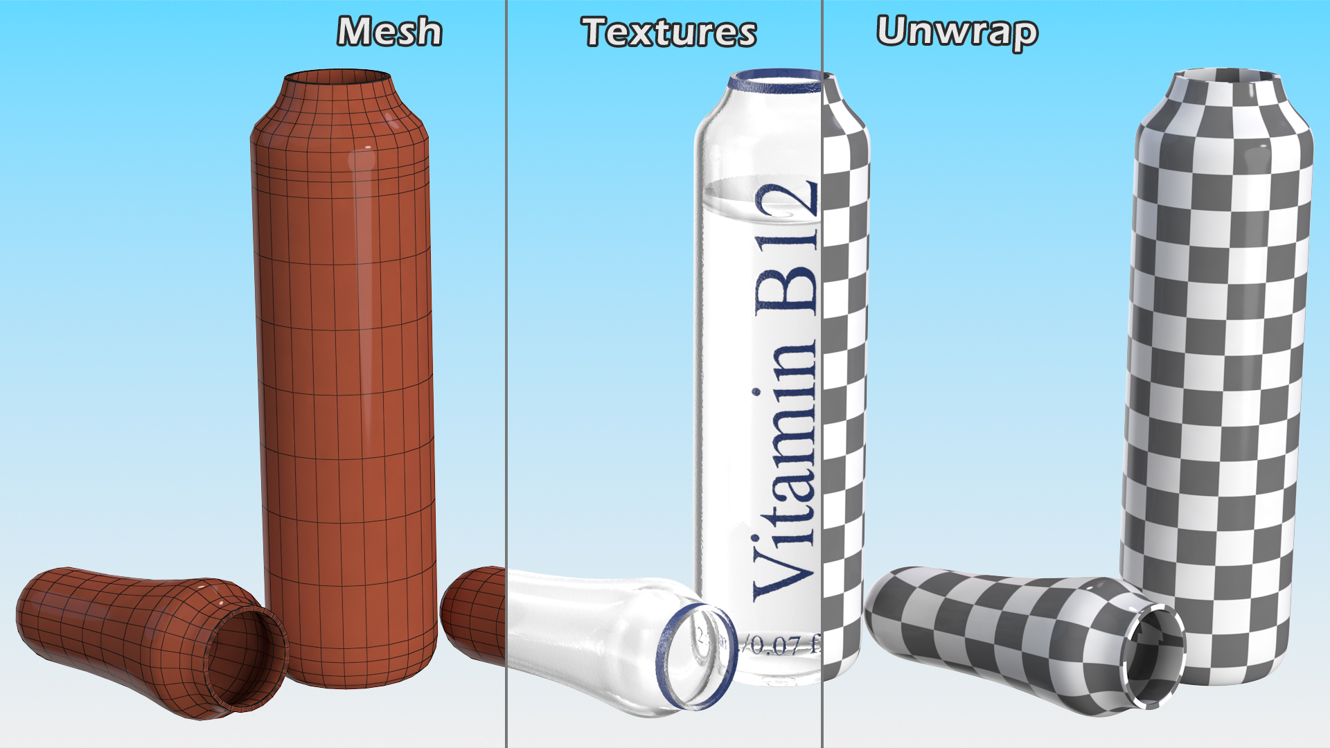 3D model Vitamin B12 2ml Ampoule Opened