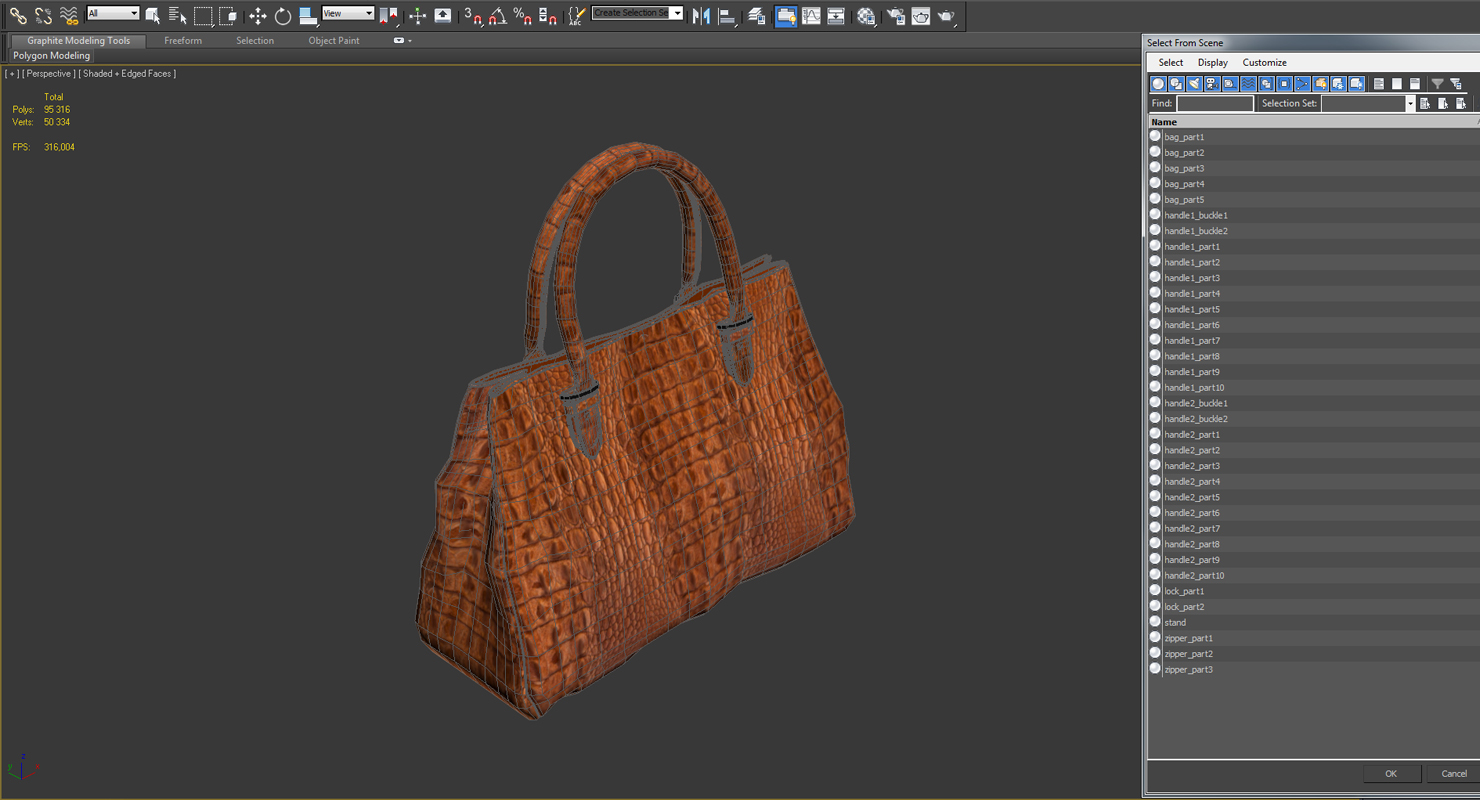 3D model Crocodile Leather Handbag