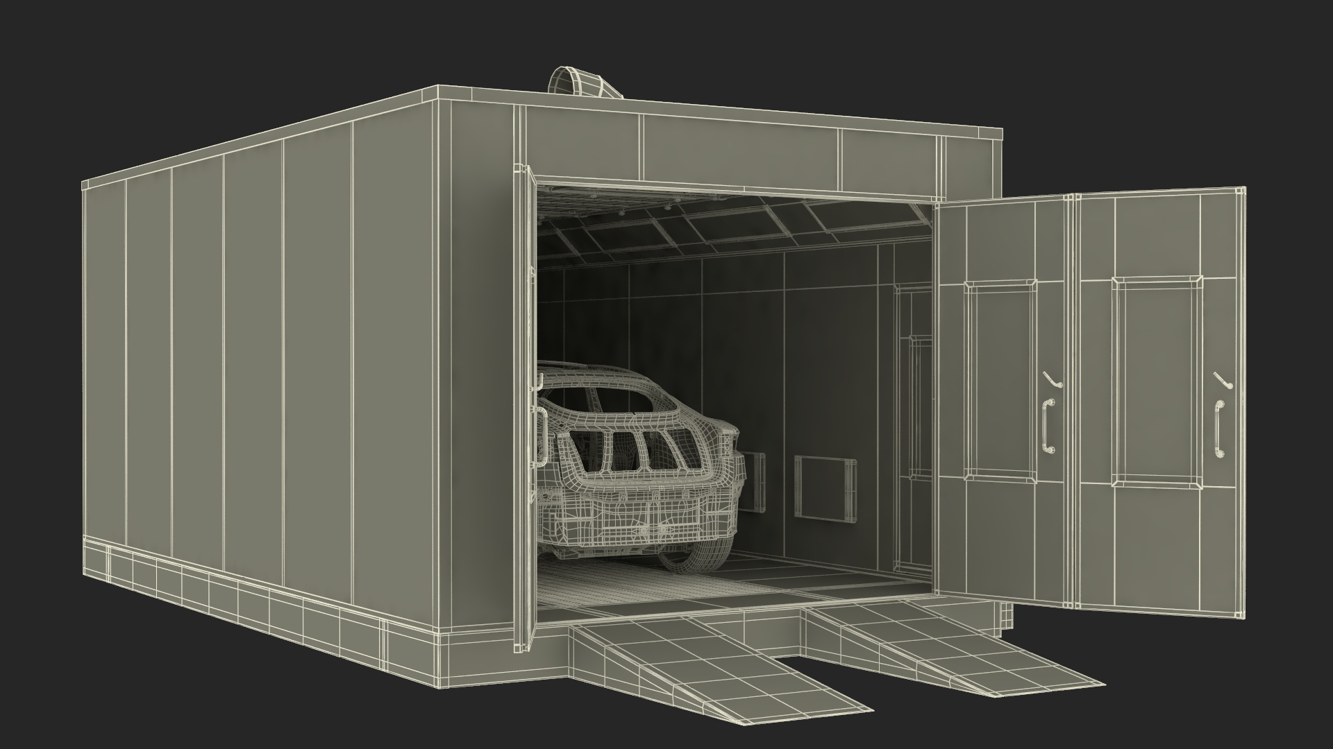 3D model Automotive Paint Booth with Vehicle