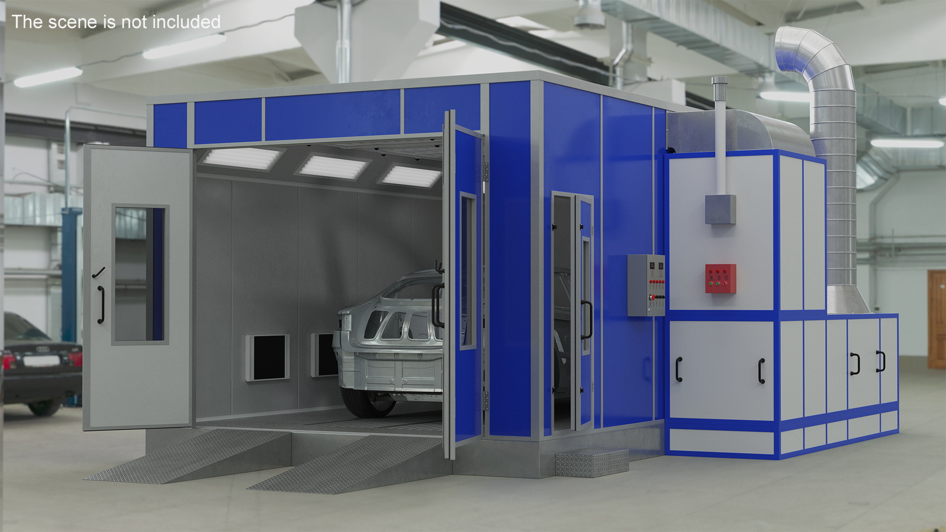 3D model Automotive Paint Booth with Vehicle