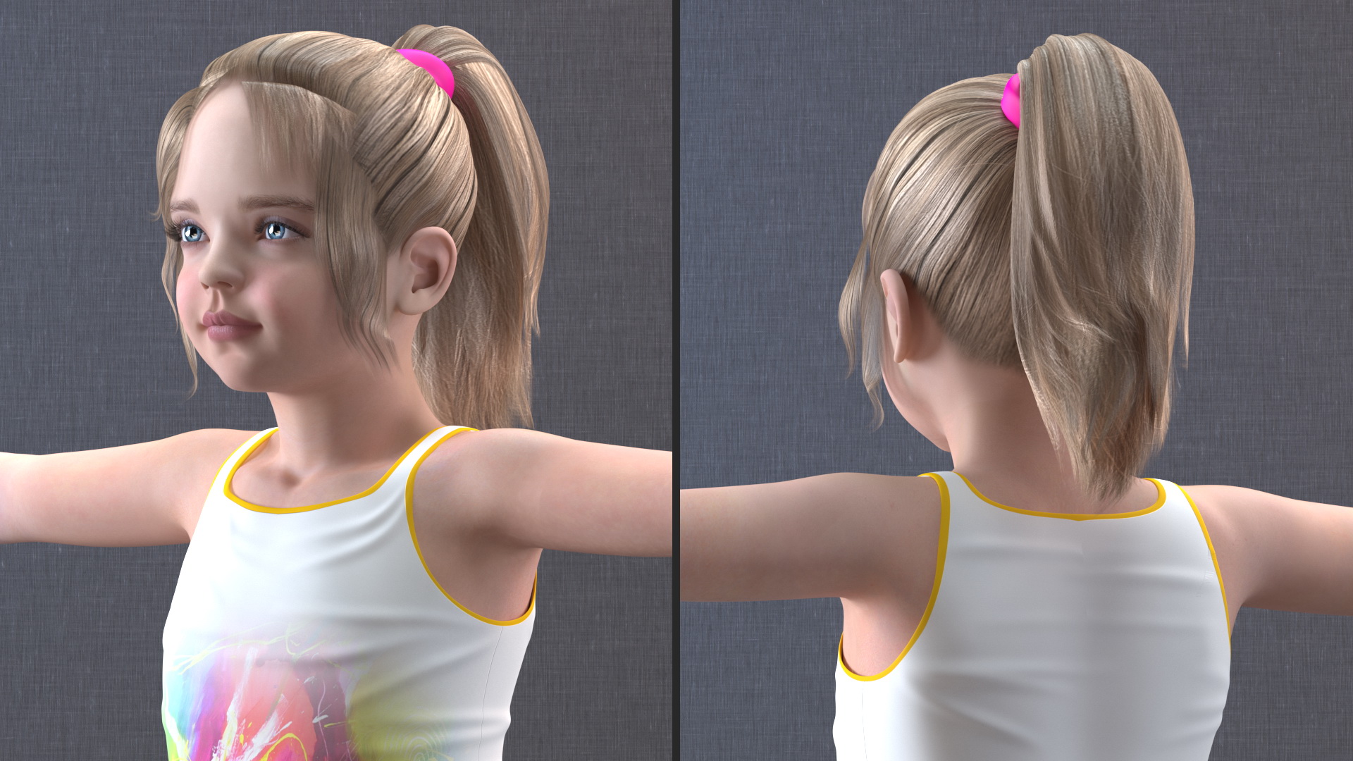 Sport Style Girl Child with Hoop Rigged 3D model