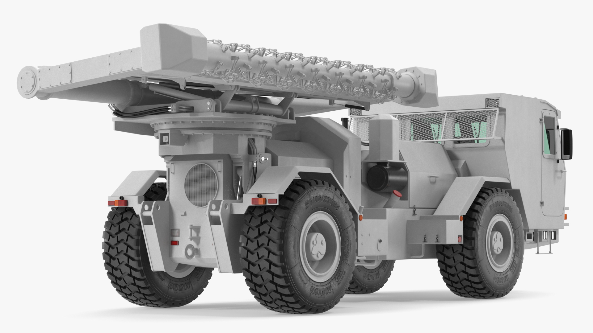 3D White Mine Clearing Vehicle Hydrema 910 Rigged