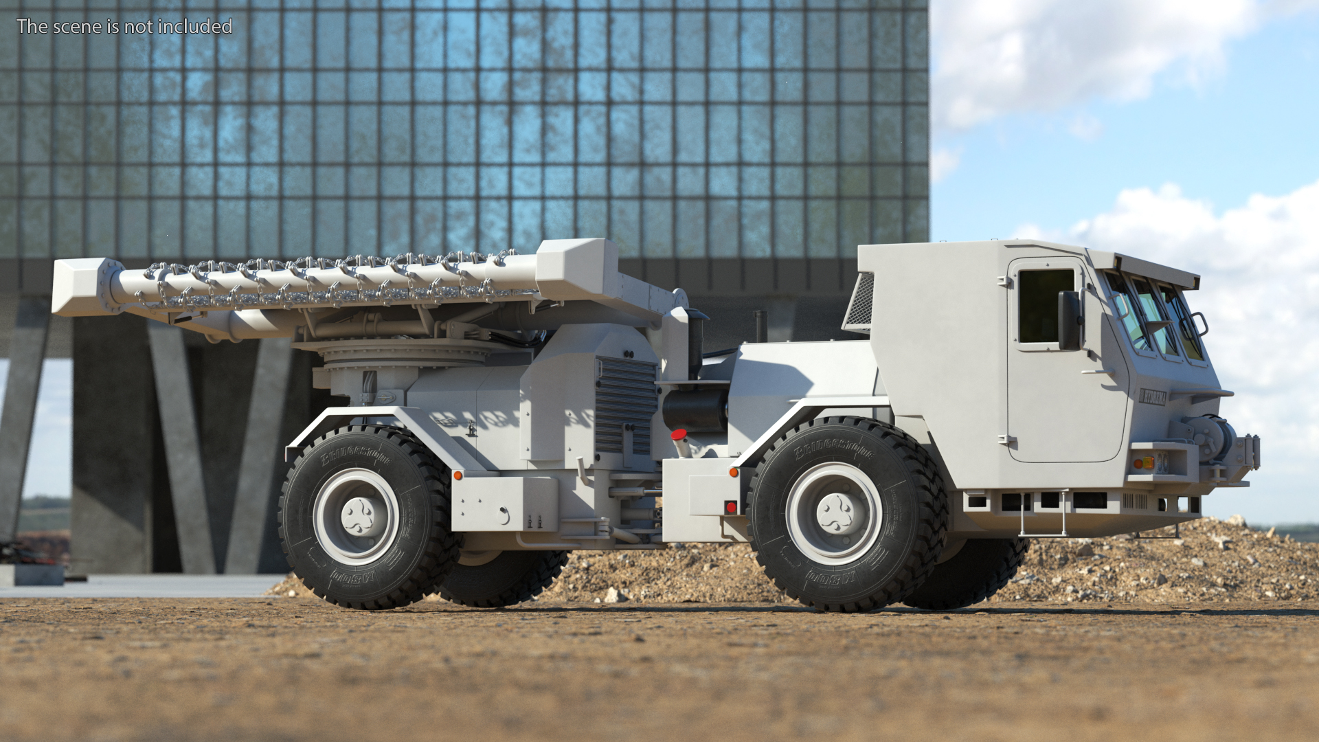 3D White Mine Clearing Vehicle Hydrema 910 Rigged