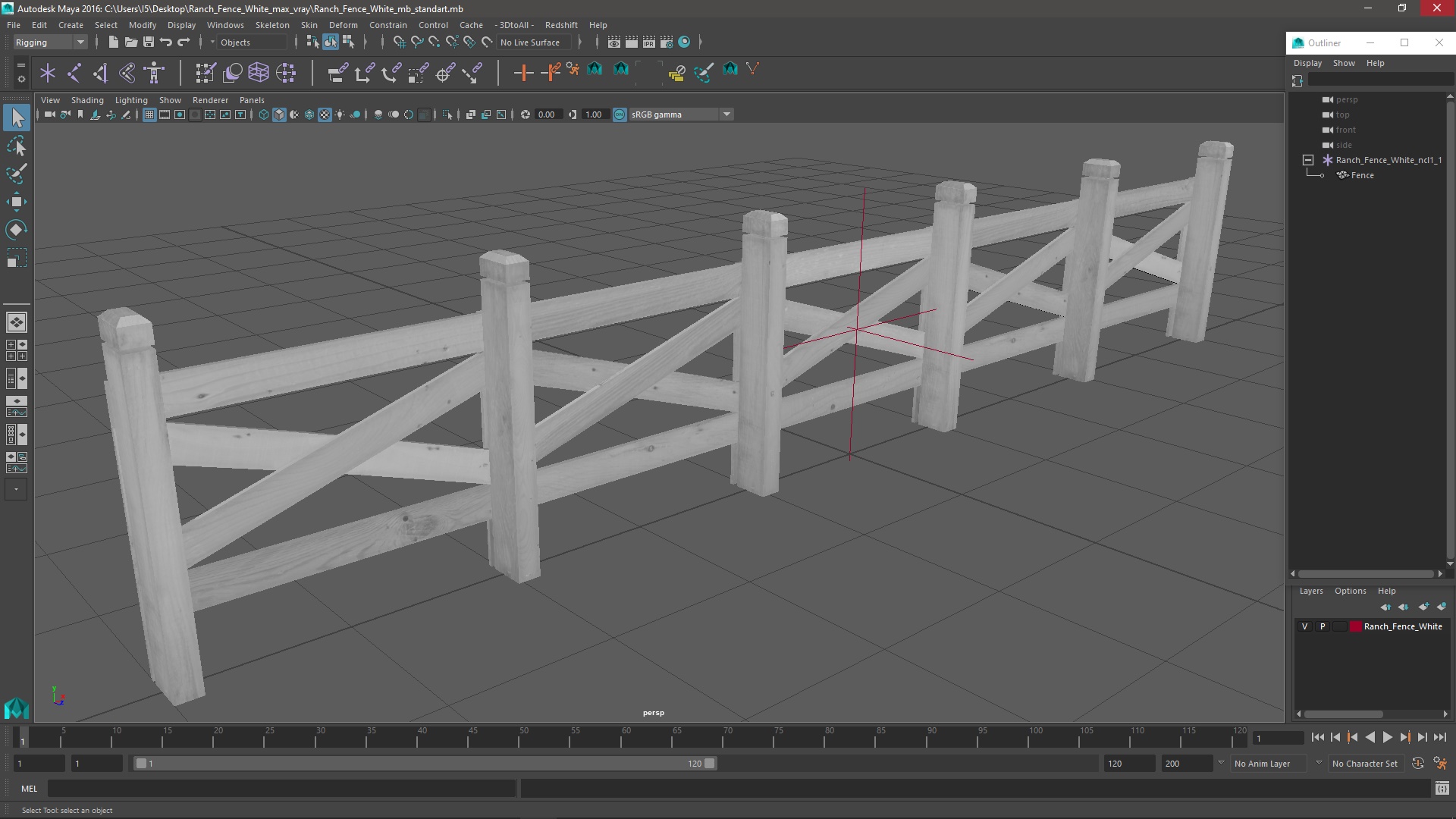 Ranch Fence White 3D