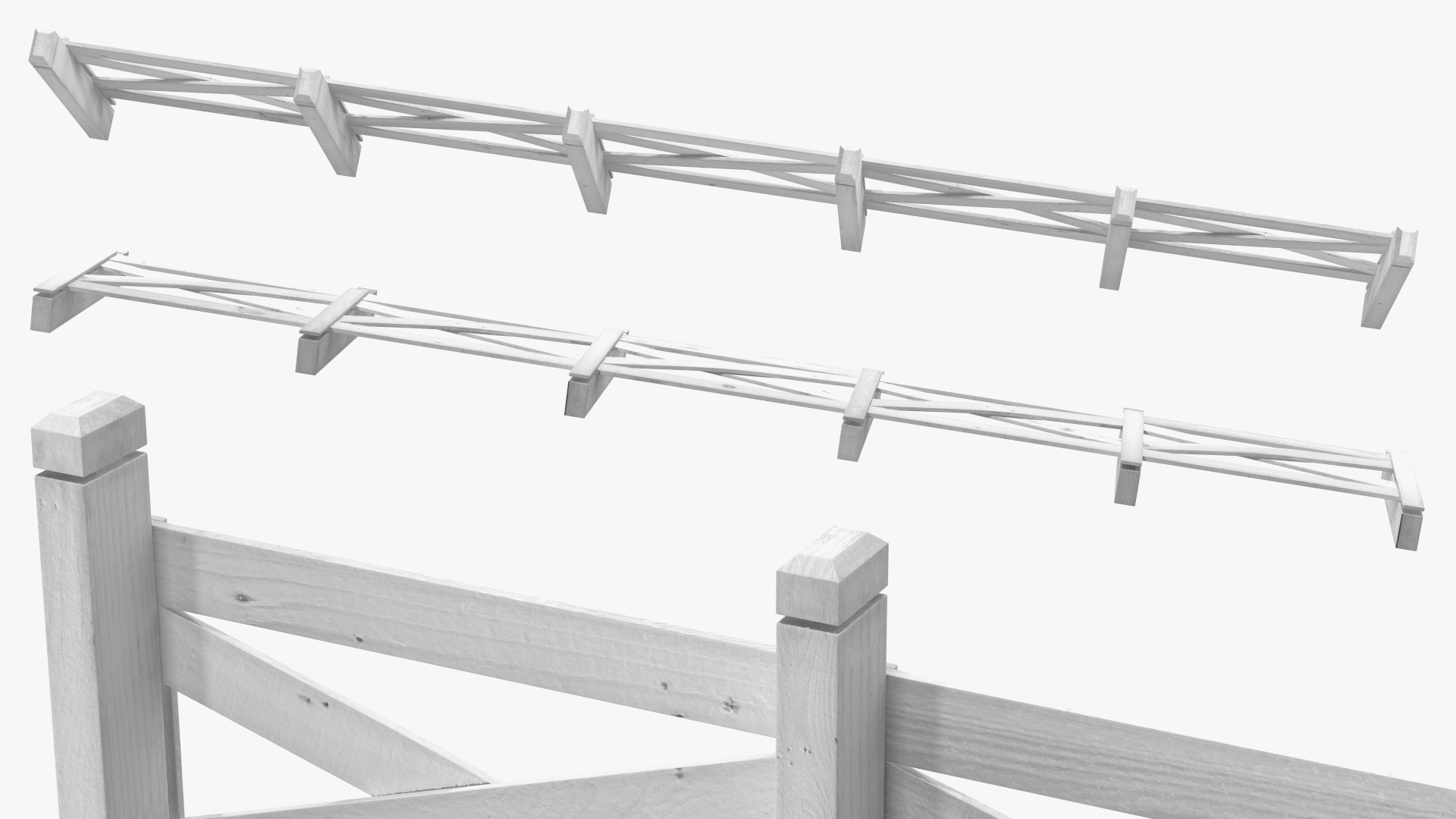 Ranch Fence White 3D