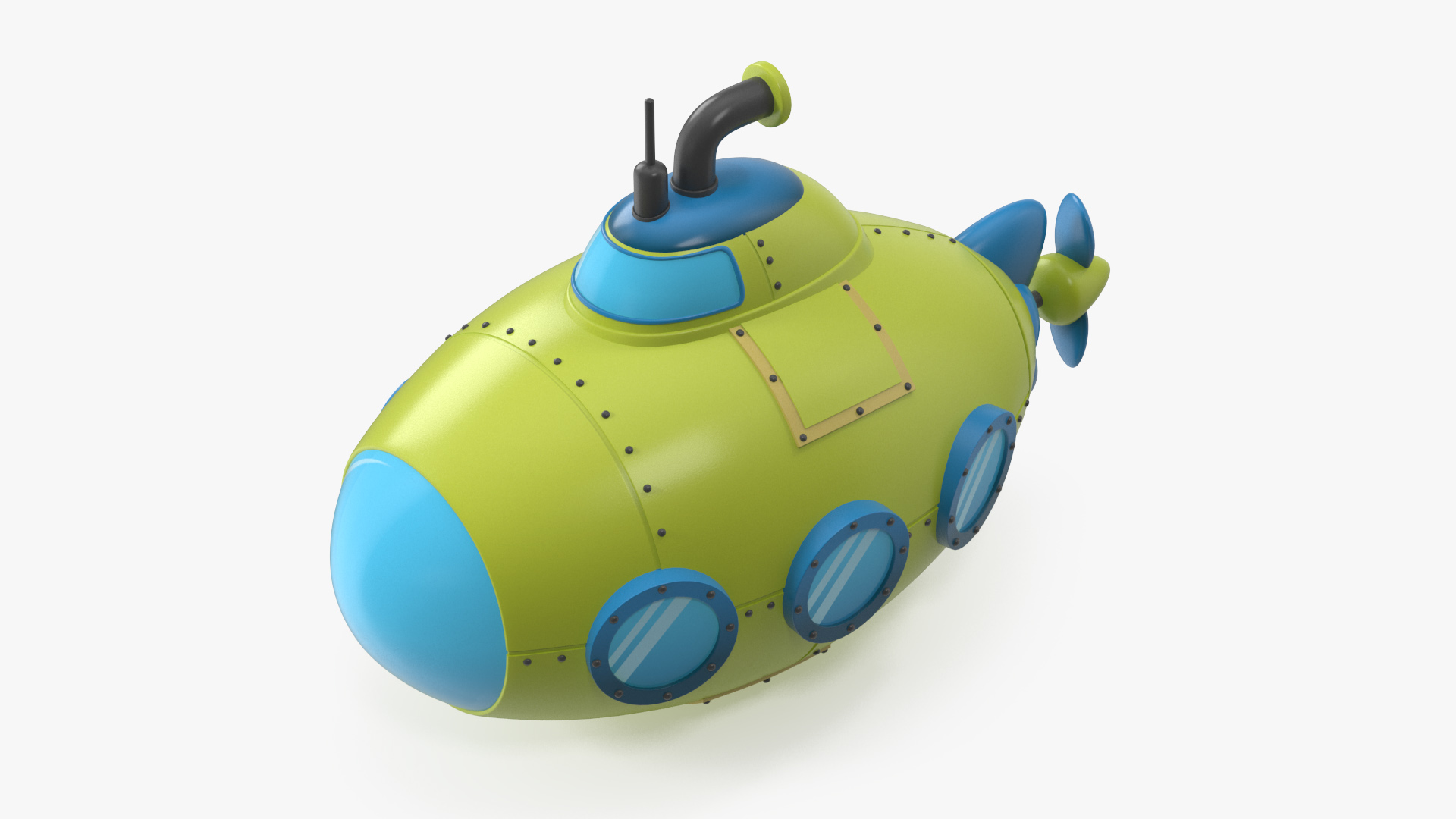 3D Cartoon Green Submarine model