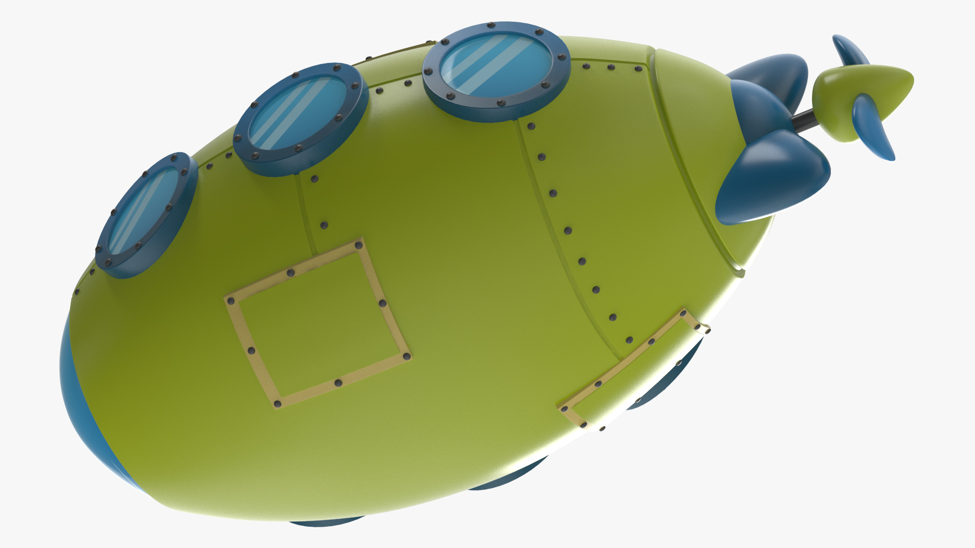 3D Cartoon Green Submarine model