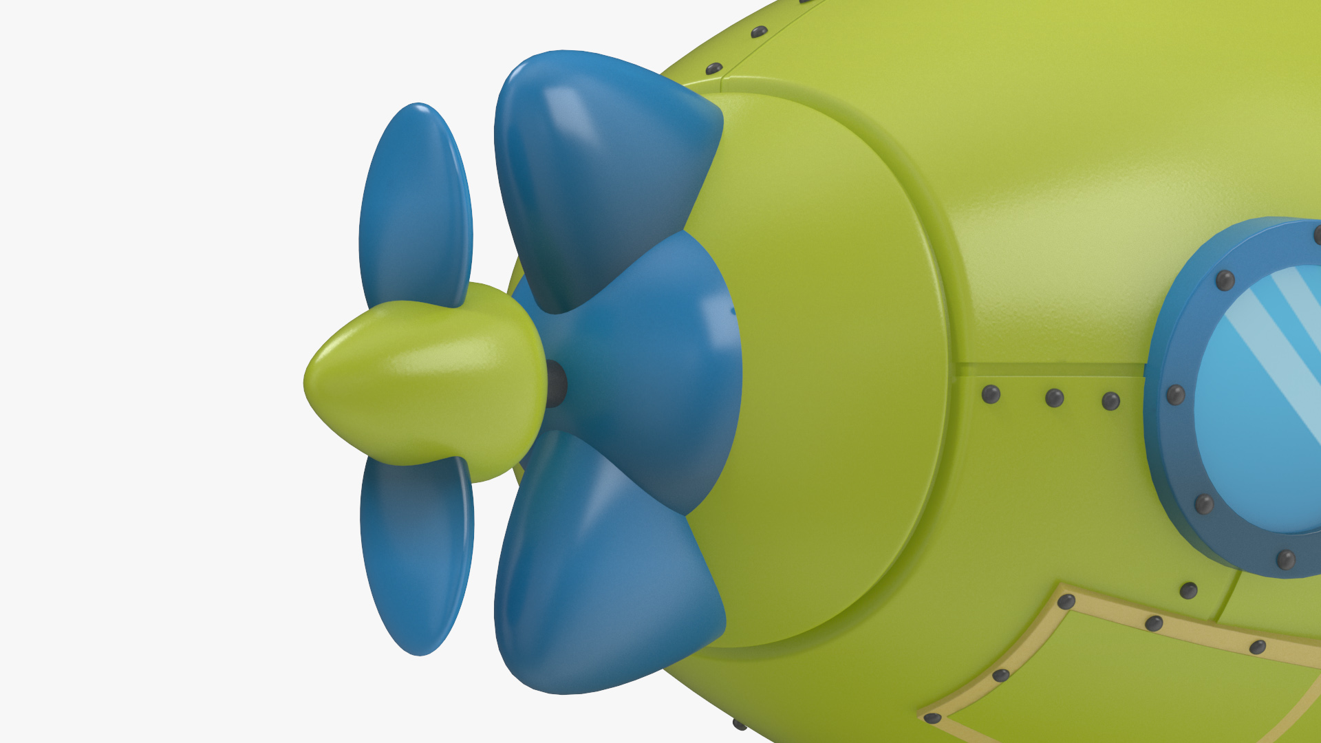 3D Cartoon Green Submarine model