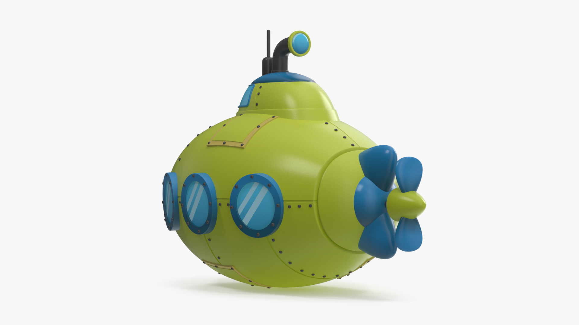 3D Cartoon Green Submarine model