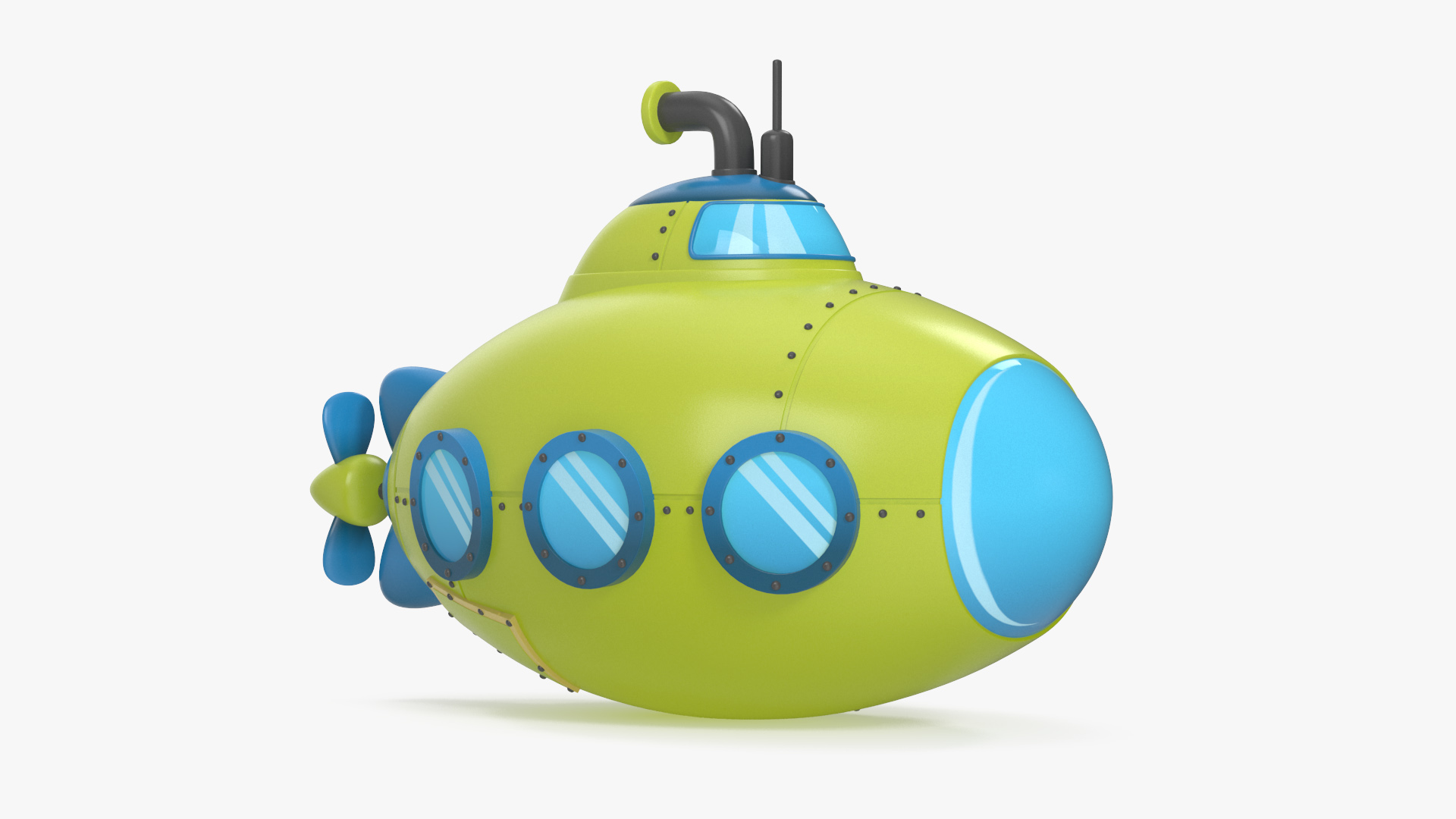 3D Cartoon Green Submarine model