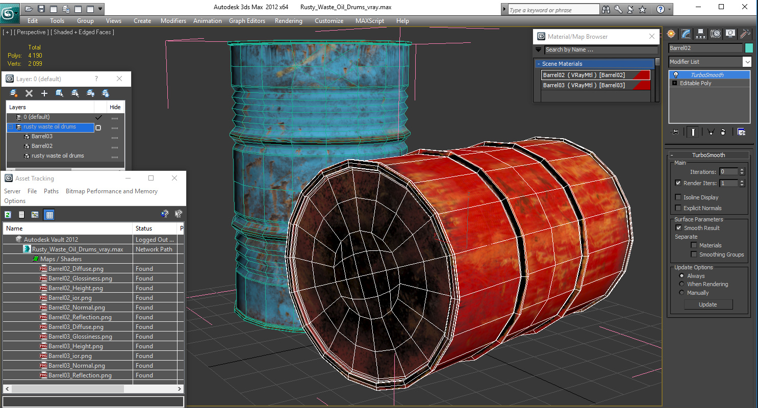 3D Rusty Waste Oil Drums