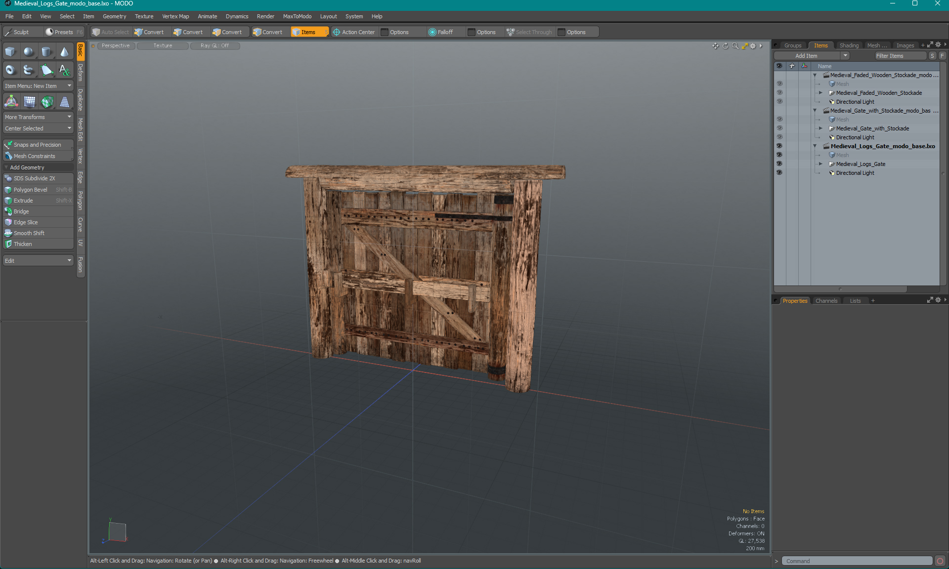 3D Medieval Logs Gate model