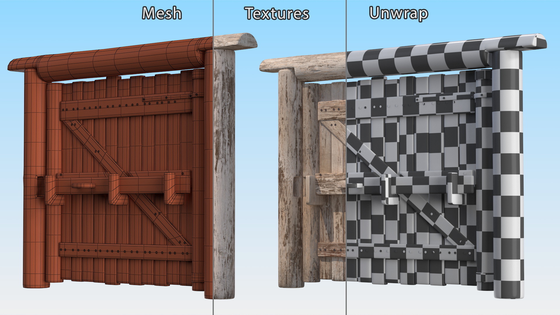 3D Medieval Logs Gate model