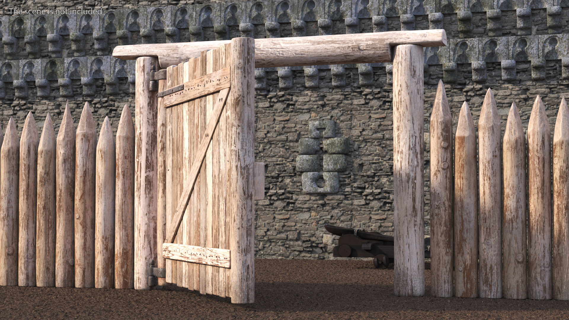 3D Medieval Logs Gate model