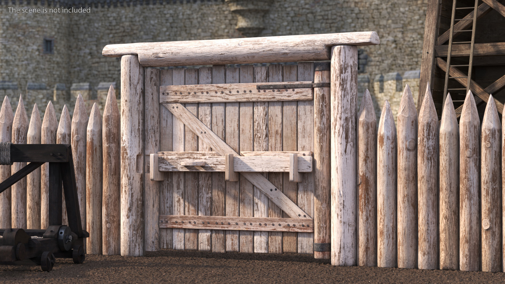 3D Medieval Logs Gate model