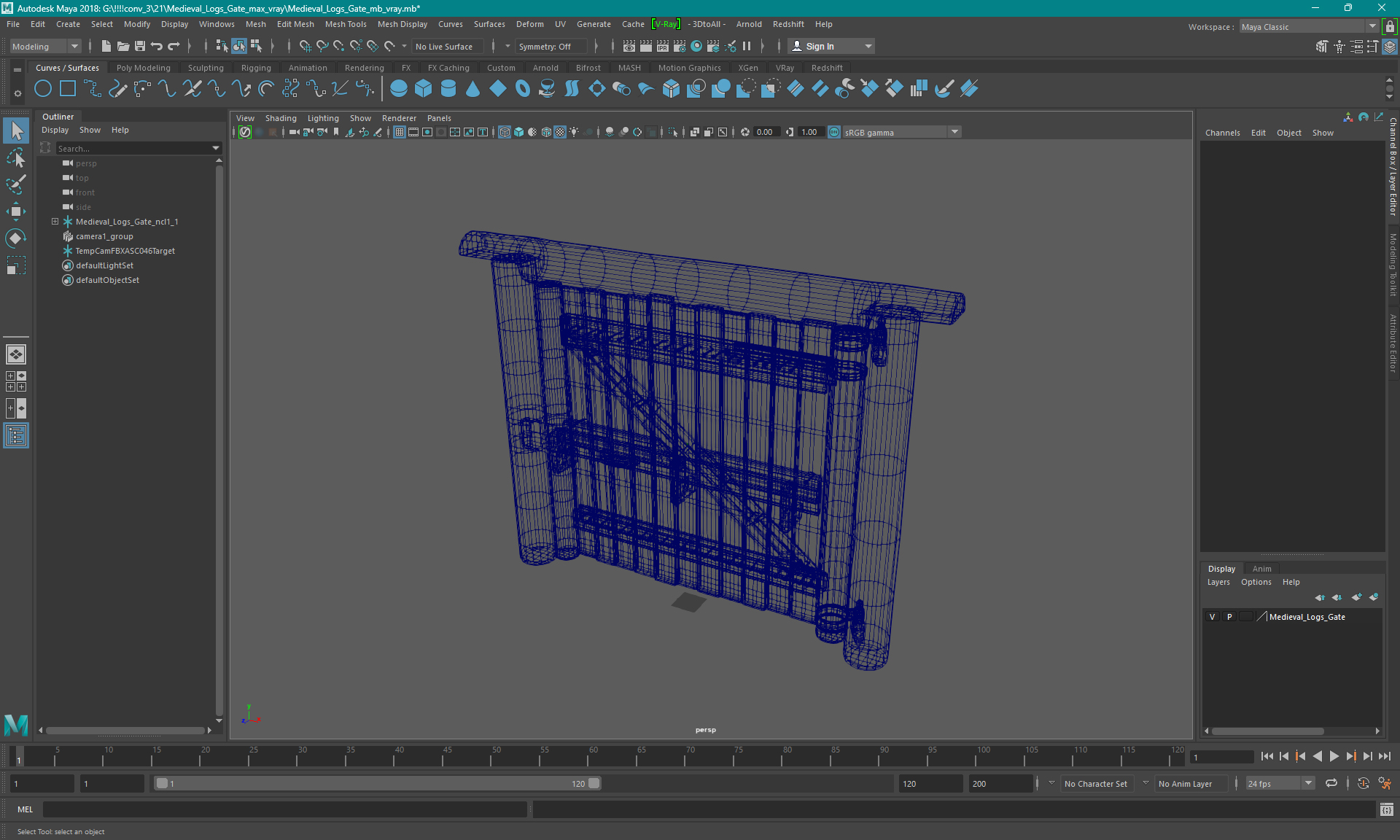 3D Medieval Logs Gate model