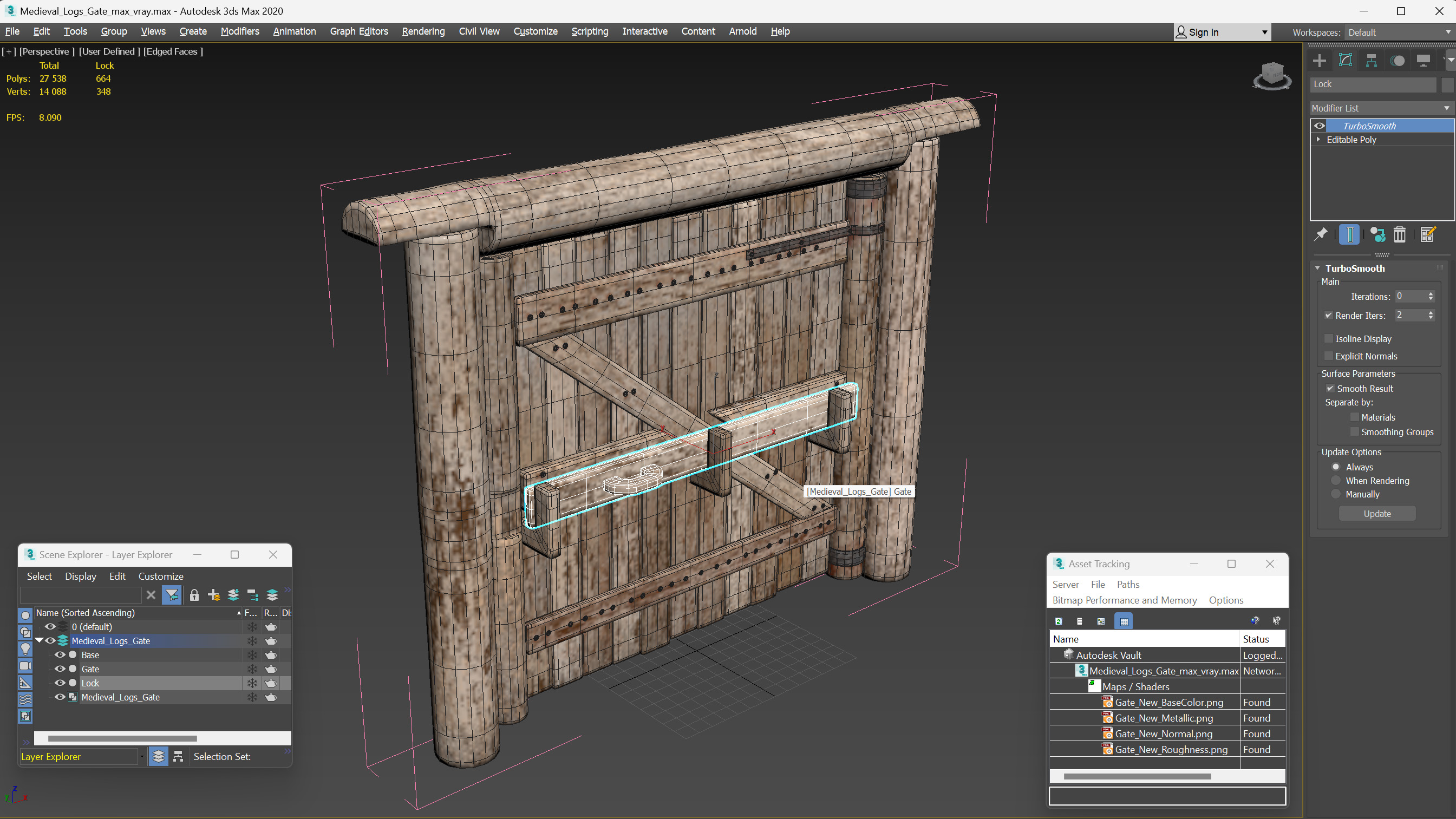 3D Medieval Logs Gate model