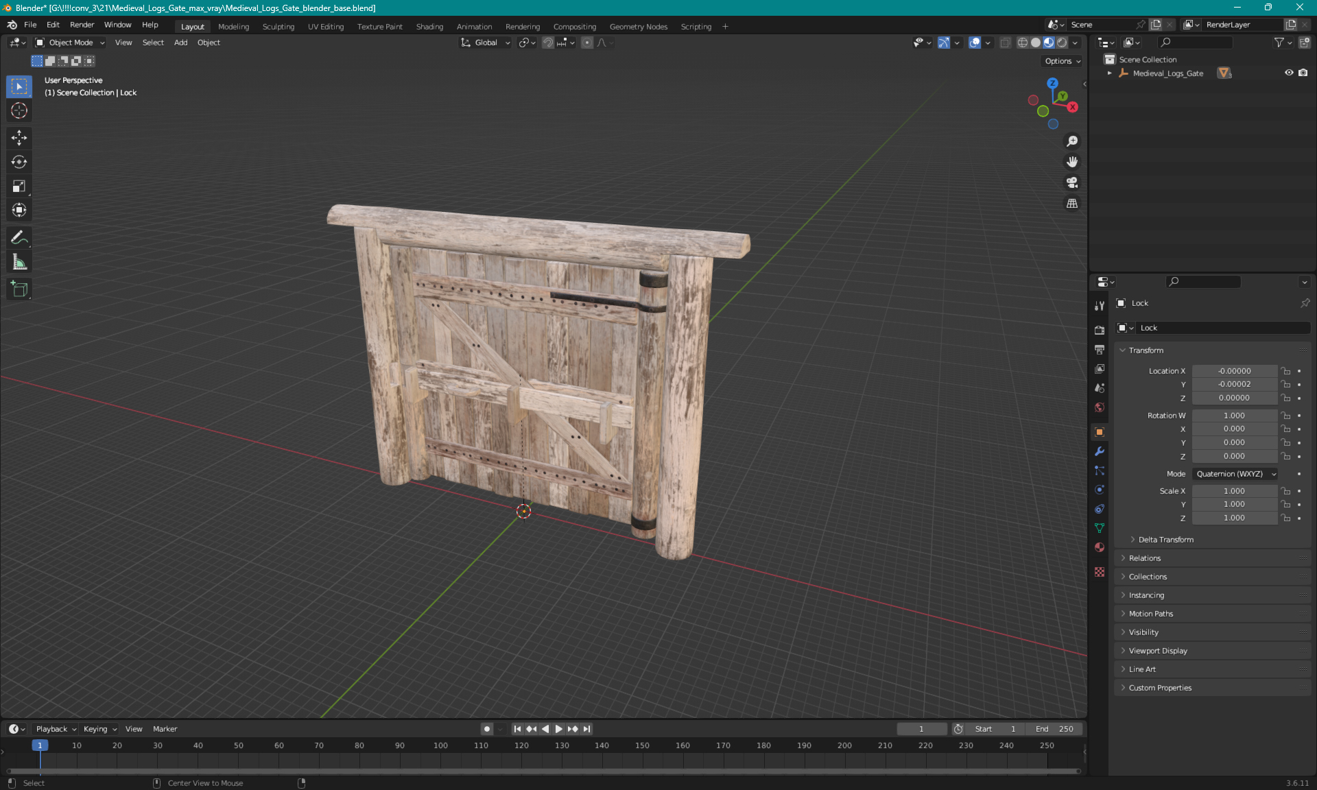 3D Medieval Logs Gate model