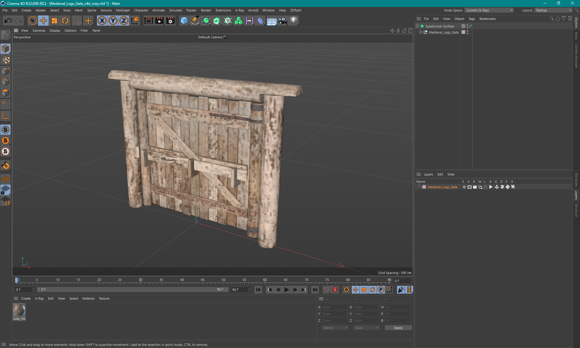 3D Medieval Logs Gate model