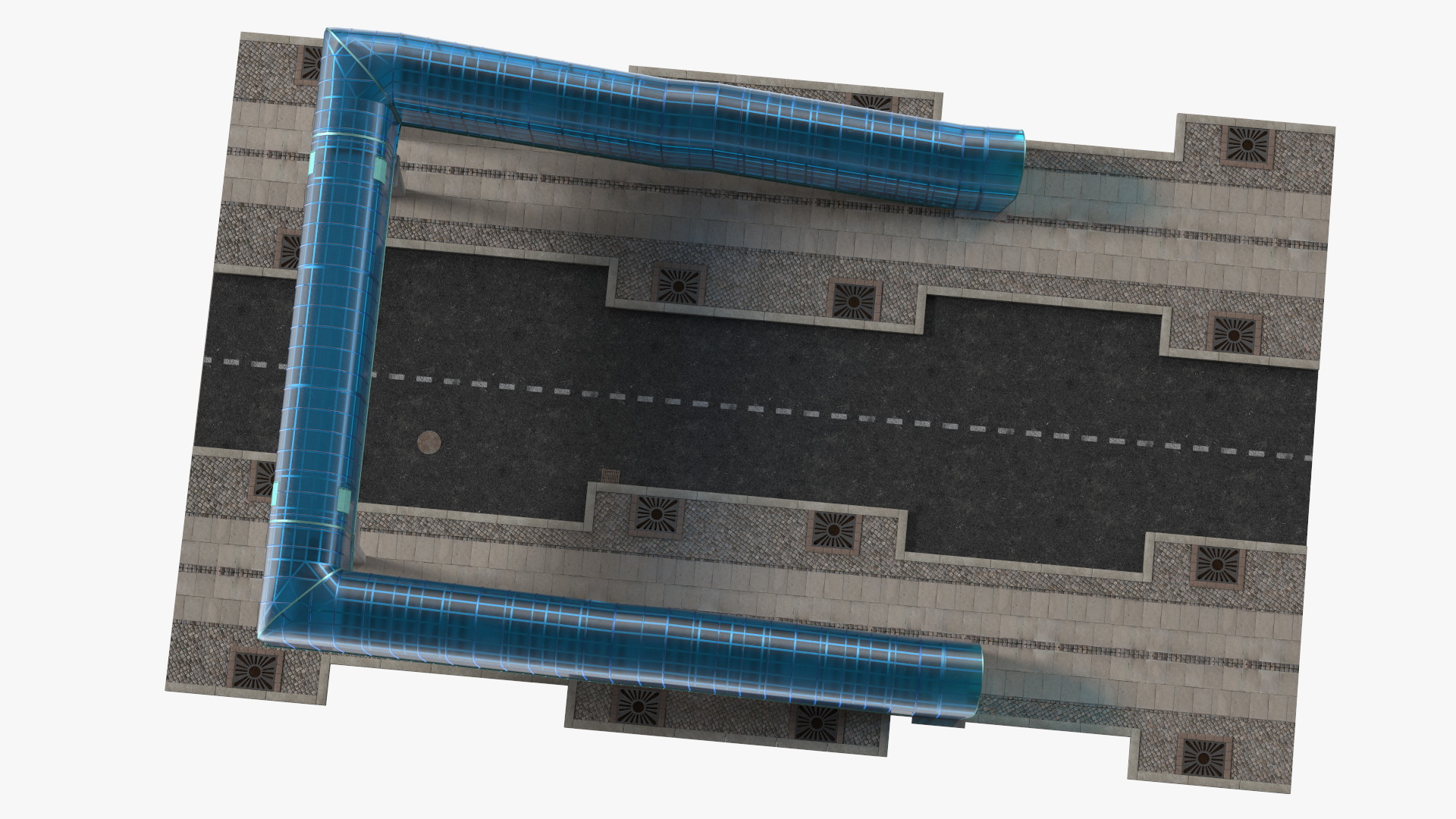 Above Ground Pedestrian with Street Fragment 3D model