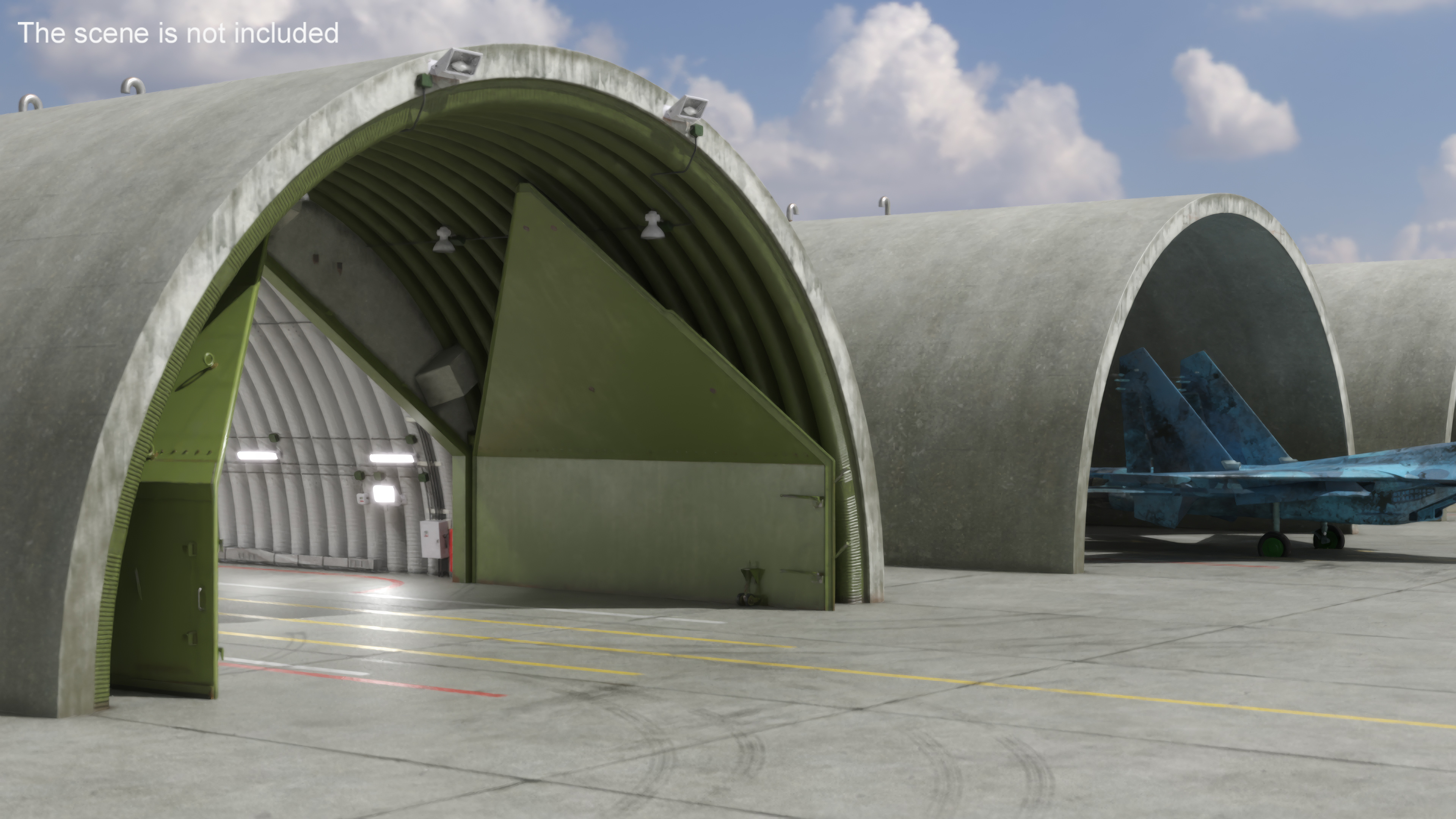 3D model Hardened Aircraft Shelter Open