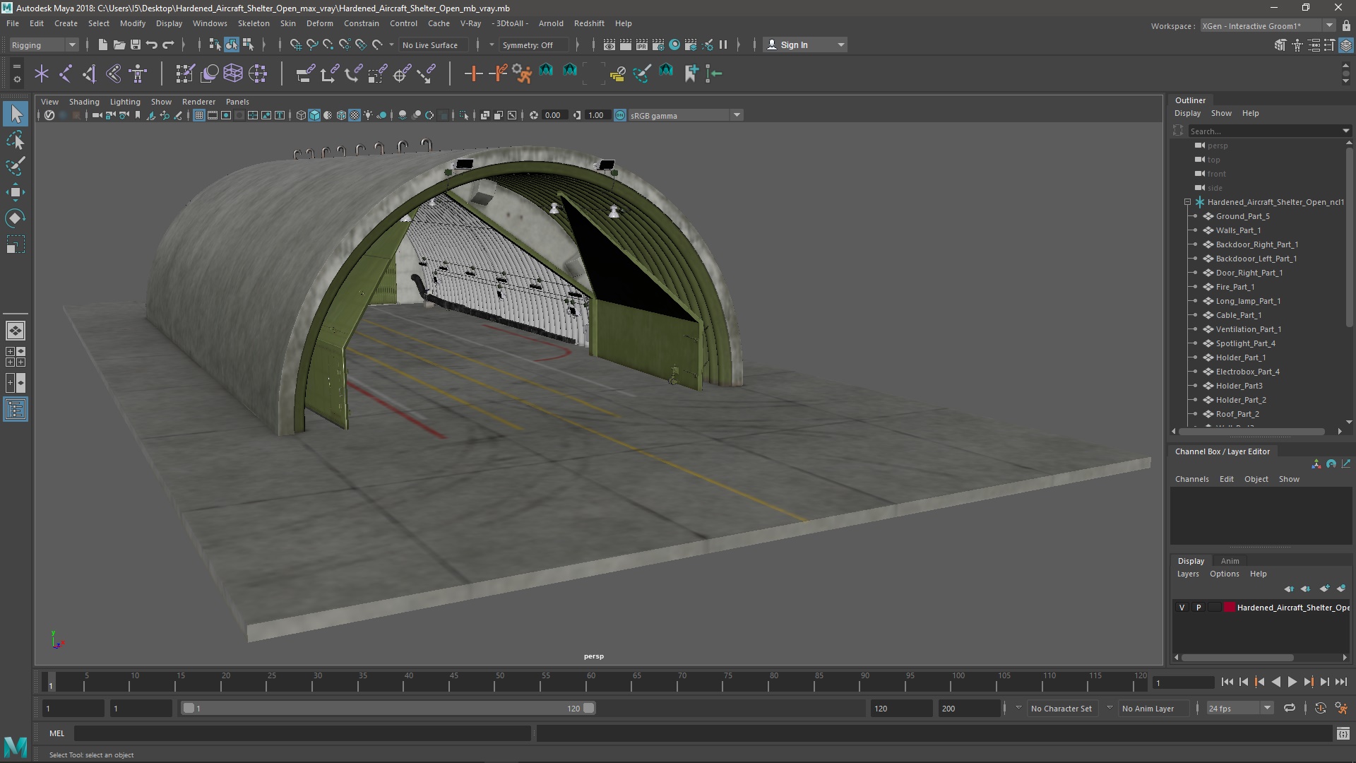 3D model Hardened Aircraft Shelter Open