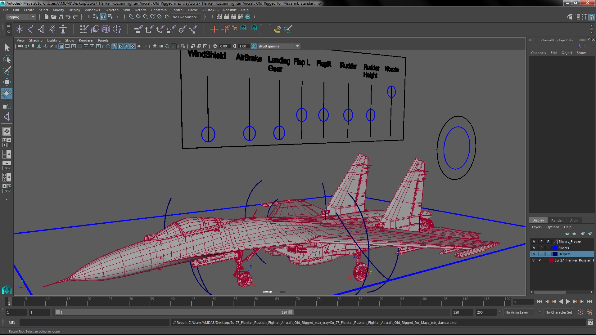 3D Su-27 Flanker Russian Fighter Aircraft Old Rigged for Maya model